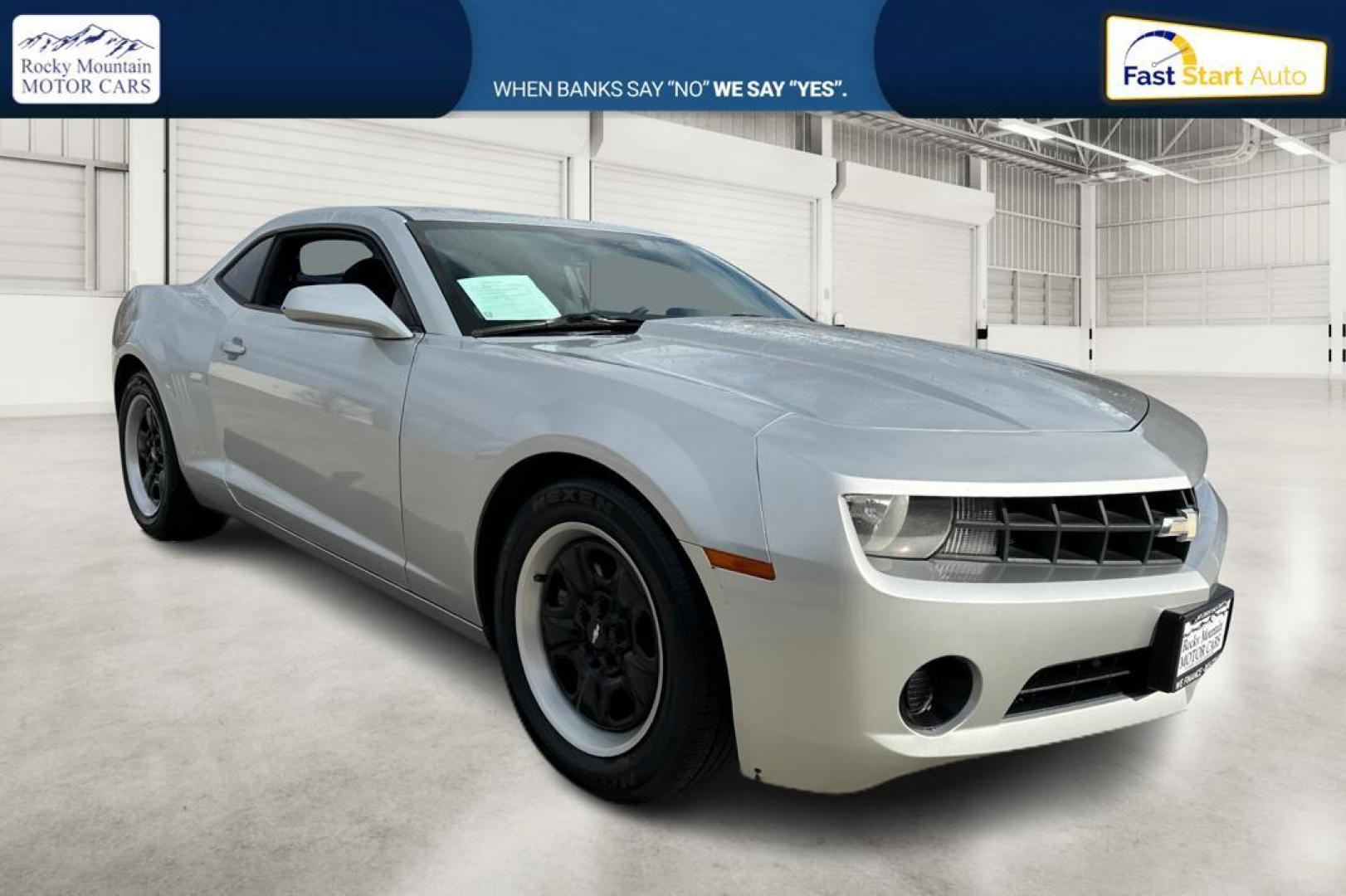 2013 Silver Chevrolet Camaro LS Coupe (2G1FE1E33D9) with an 3.6L V6 DOHC 24V FFV engine, 6-Speed Manual transmission, located at 344 S Washington Blvd, Ogden, UT, 84404, (801) 399-1799, 41.255482, -111.970848 - Photo#0