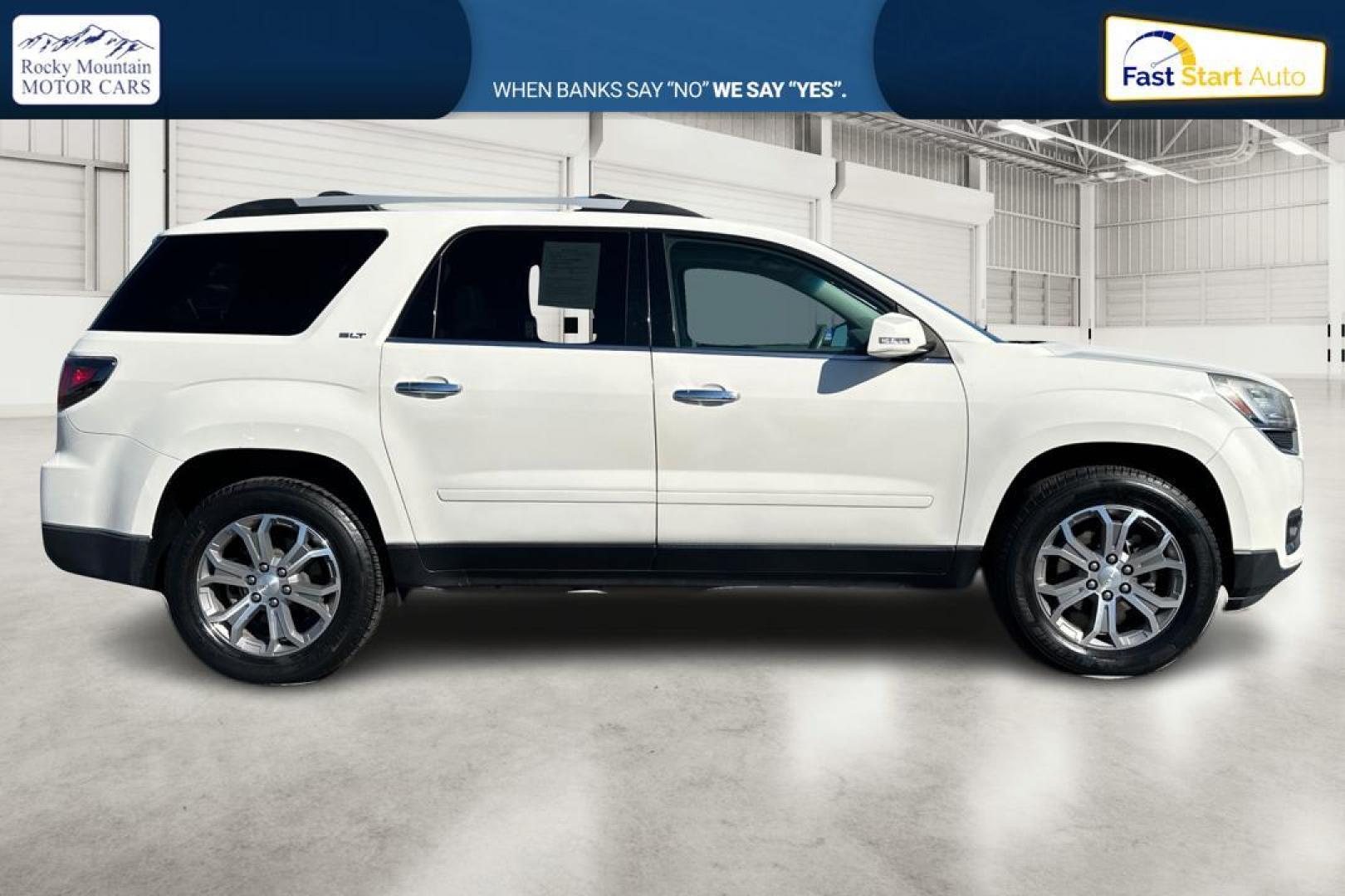 2013 White GMC Acadia SLT-2 FWD (1GKKRSKD1DJ) with an 3.6L V6 DOHC 24V engine, 6-Speed Automatic transmission, located at 767 S State Road, Pleasant Grove, UT, 84062, (801) 785-1058, 40.354839, -111.736687 - Photo#1