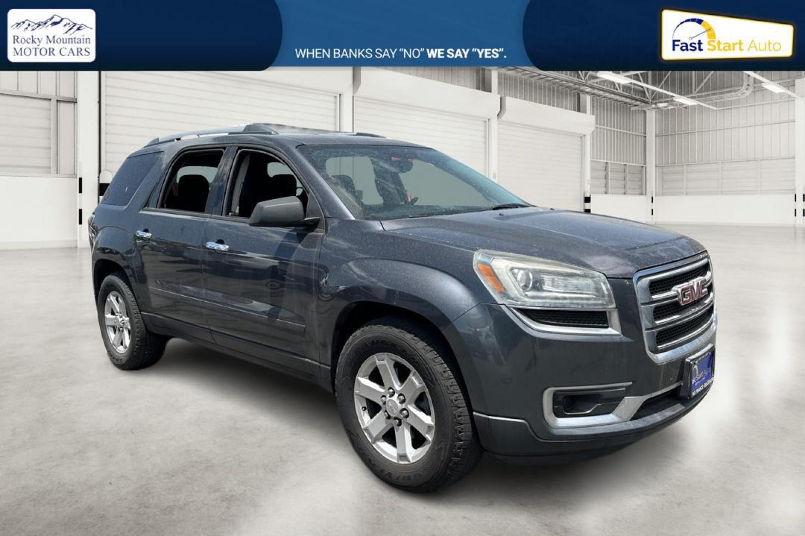 2013 Gray GMC Acadia SLE-1 FWD (1GKKRNED5DJ) with an 3.6L V6 DOHC 24V engine, 6-Speed Automatic transmission, located at 767 S State Road, Pleasant Grove, UT, 84062, (801) 785-1058, 40.354839, -111.736687 - Photo#0