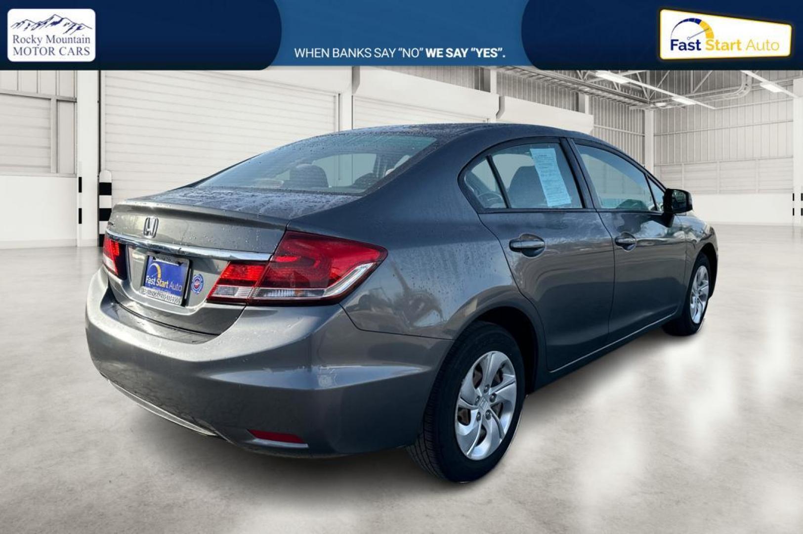 2013 Gray Honda Civic LX Sedan 5-Speed AT (19XFB2F51DE) with an 1.8L L4 SOHC 16V engine, 5-Speed Automatic transmission, located at 7755 State Street, Midvale, UT, 84047, (801) 753-9063, 40.610329, -111.892159 - Photo#2