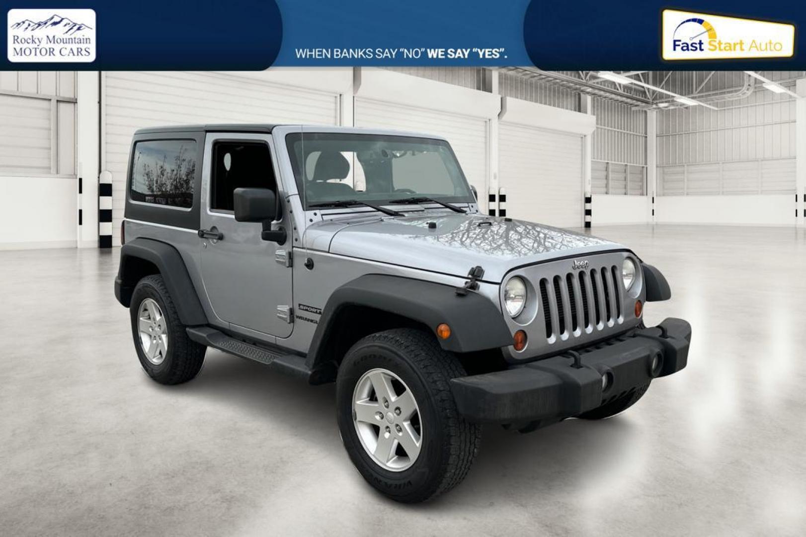 2013 Silver Jeep Wrangler Sport 4WD (1C4GJWAG0DL) with an 3.6L V6 DOHC 24V FFV engine, Automatic, 5-Spd transmission, located at 767 S State Road, Pleasant Grove, UT, 84062, (801) 785-1058, 40.354839, -111.736687 - Photo#0