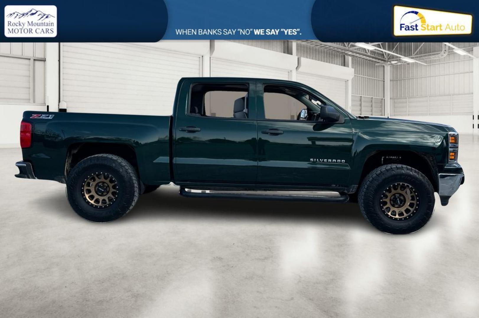 2014 Green Chevrolet Silverado 1500 1LT Crew Cab 4WD (3GCUKREC0EG) with an 5.3L V8 OHV 16V engine, 6-Speed Automatic transmission, located at 767 S State Road, Pleasant Grove, UT, 84062, (801) 785-1058, 40.354839, -111.736687 - Photo#1