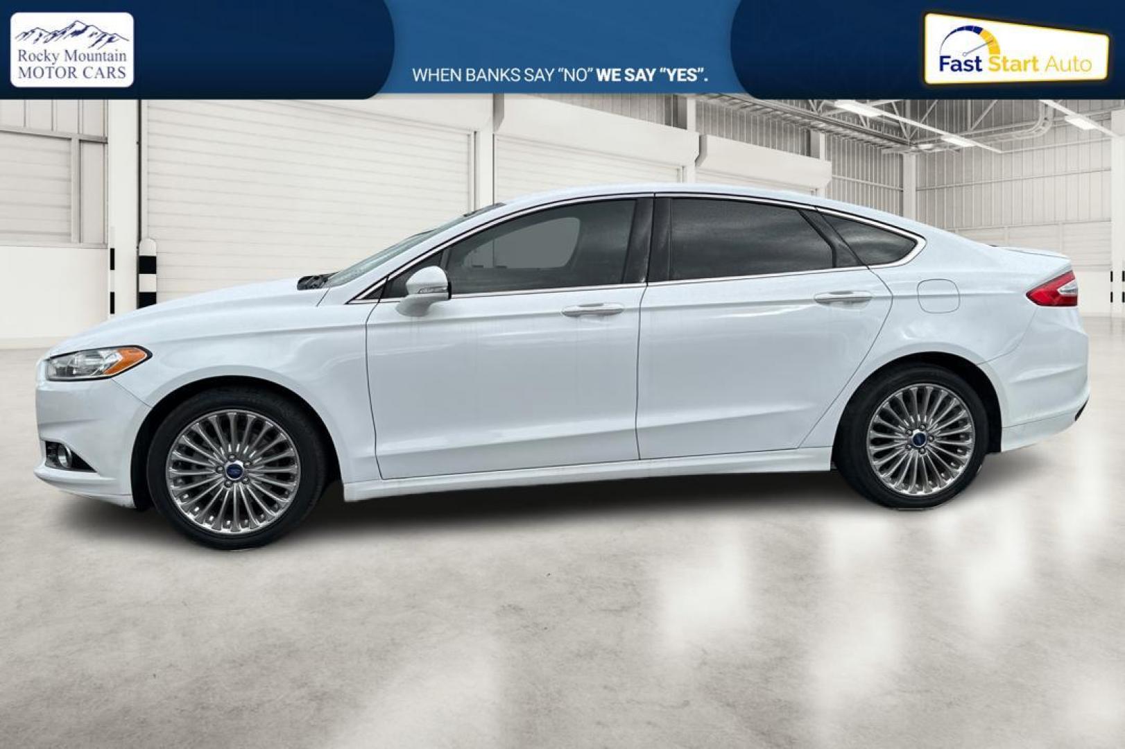 2014 White Ford Fusion Titanium (3FA6P0K93ER) with an 2.0L L4 DOHC 16V engine, Automatic, 6-Spd transmission, located at 7755 State Street, Midvale, UT, 84047, (801) 753-9063, 40.610329, -111.892159 - Photo#6