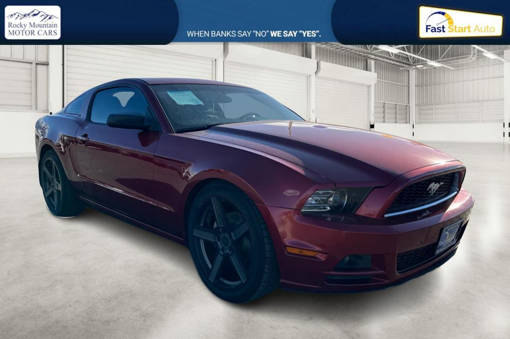 2014 Red Ford Mustang V6 Coupe (1ZVBP8AM6E5) with an 3.7L V6 DOHC 24V engine, Auto, 6-Spd SelectShift transmission, located at 344 S Washington Blvd, Ogden, UT, 84404, (801) 399-1799, 41.255482, -111.970848 - Photo#0