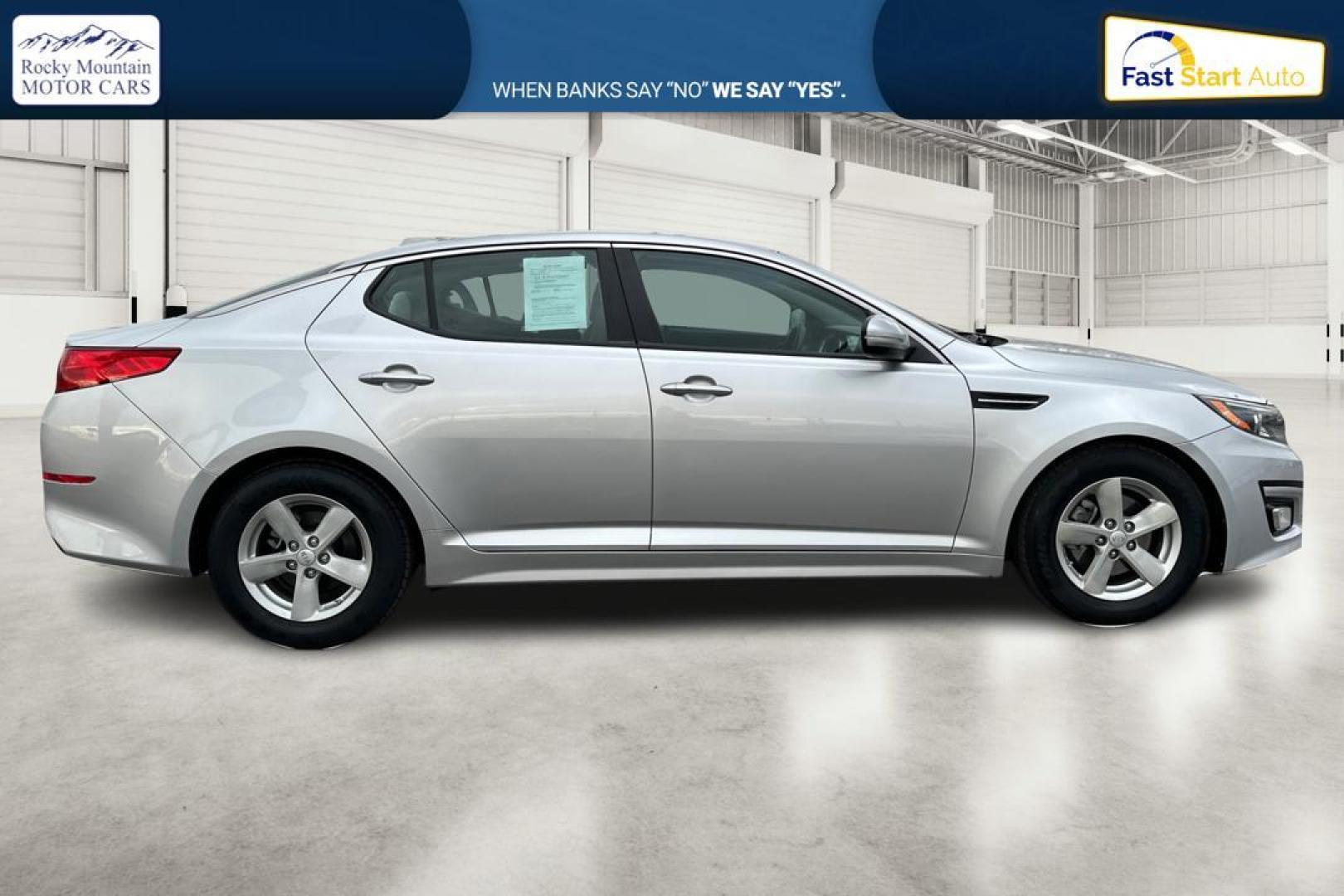 2014 Silver Kia Optima LX (KNAGM4A71E5) with an 2.4L L4 DOHC 16V engine, 6-Speed Automatic transmission, located at 7755 State Street, Midvale, UT, 84047, (801) 753-9063, 40.610329, -111.892159 - Photo#1