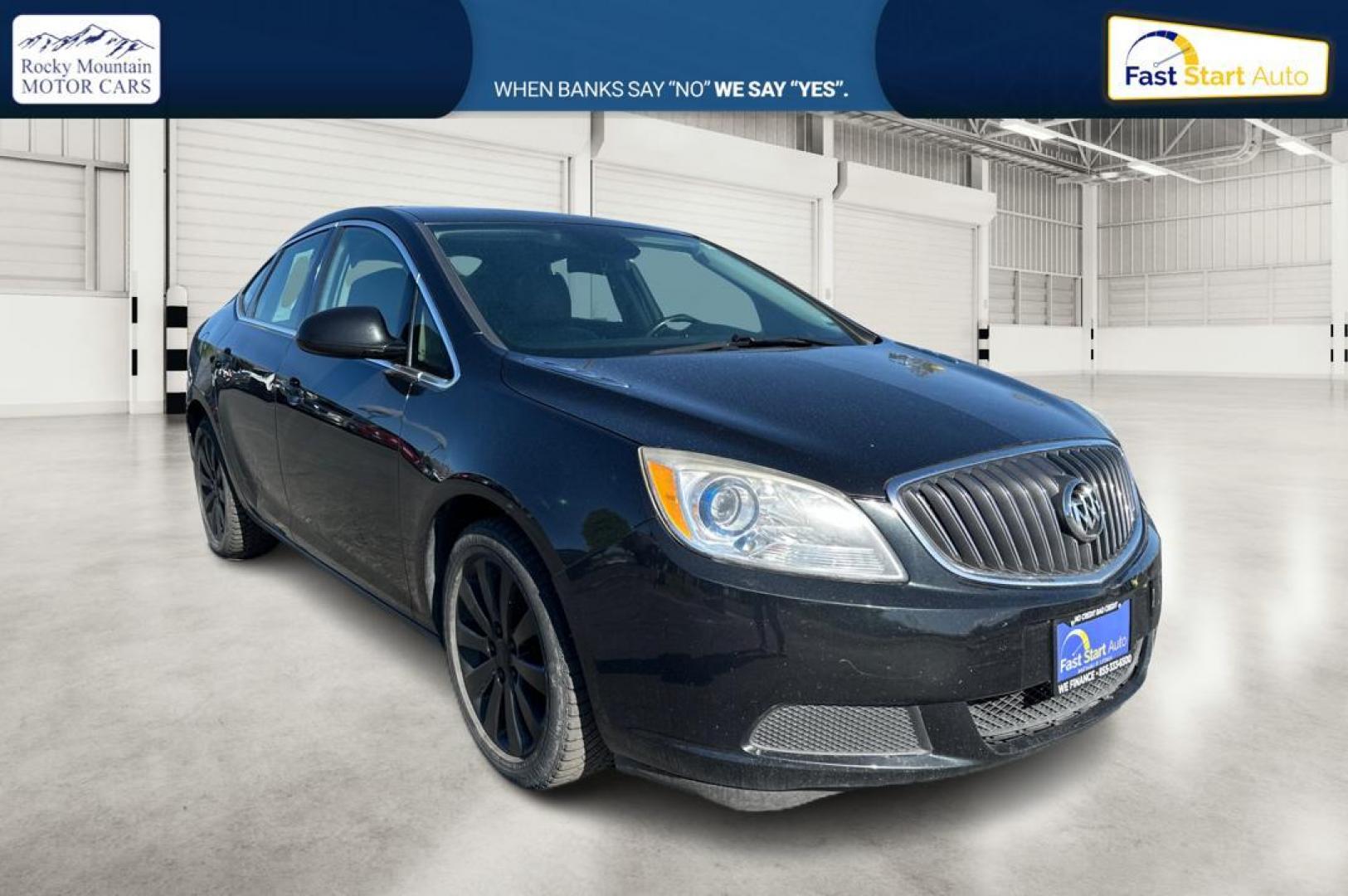 2015 Black Buick Verano Base (1G4PP5SK6F4) with an 2.4L L4 DOHC 16V FFV engine, 6-Speed Automatic transmission, located at 7755 State Street, Midvale, UT, 84047, (801) 753-9063, 40.610329, -111.892159 - Photo#0