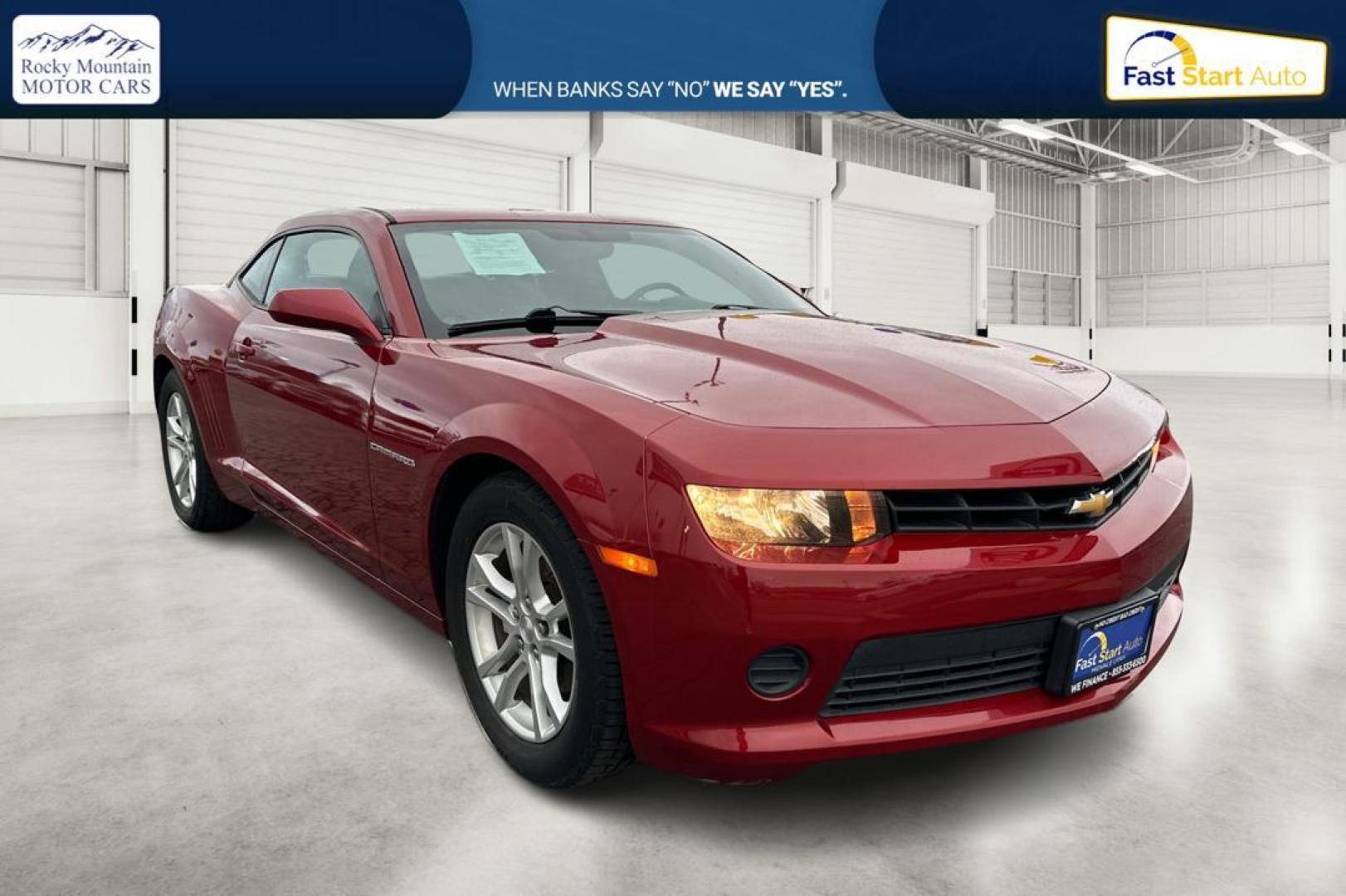 2015 Red Chevrolet Camaro 1LS Coupe (2G1FA1E33F9) with an 3.6L V6 DOHC 24V FFV engine, 6-Speed Manual transmission, located at 7755 State Street, Midvale, UT, 84047, (801) 753-9063, 40.610329, -111.892159 - Photo#0