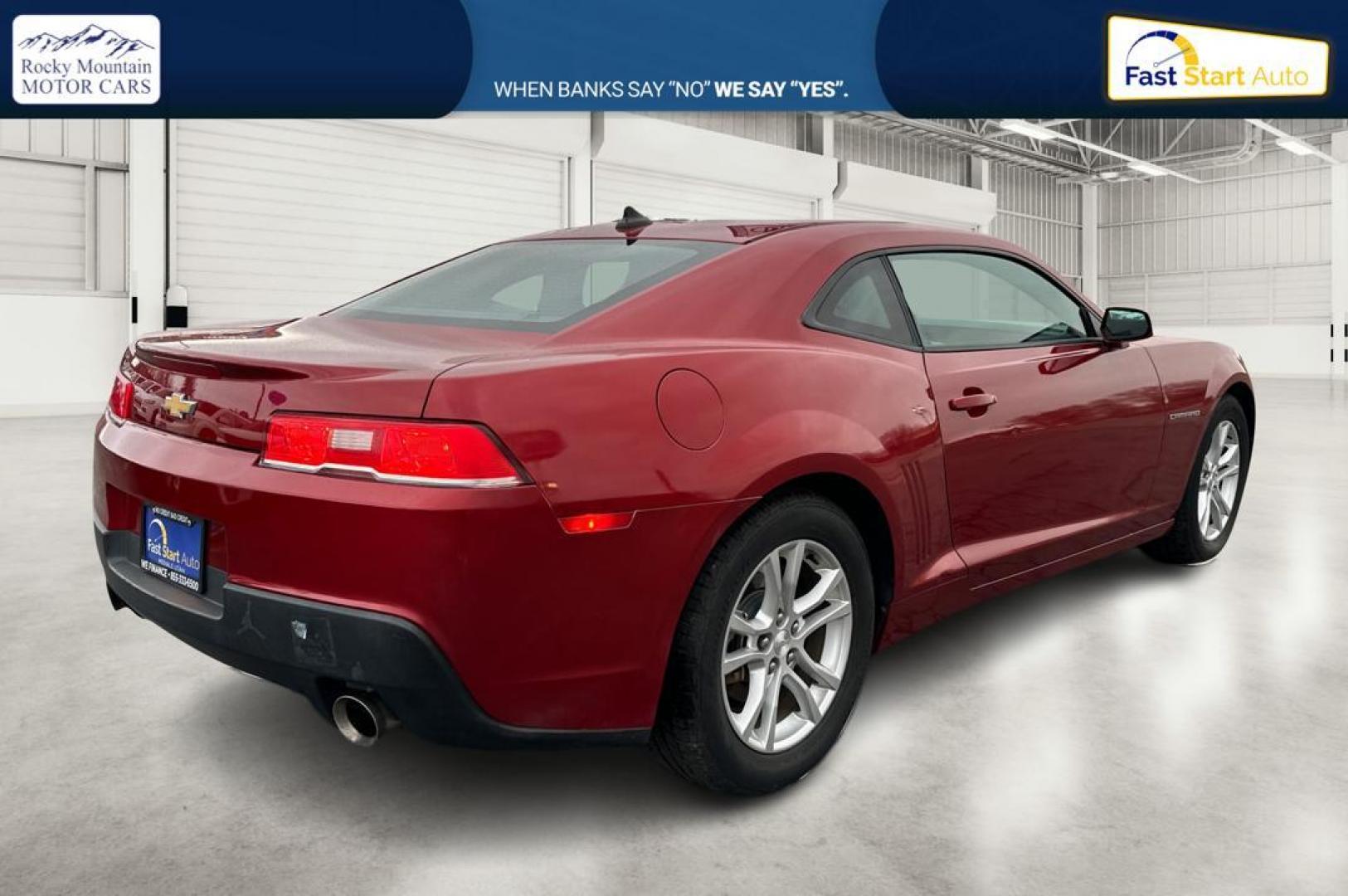 2015 Red Chevrolet Camaro 1LS Coupe (2G1FA1E33F9) with an 3.6L V6 DOHC 24V FFV engine, 6-Speed Manual transmission, located at 7755 State Street, Midvale, UT, 84047, (801) 753-9063, 40.610329, -111.892159 - Photo#2