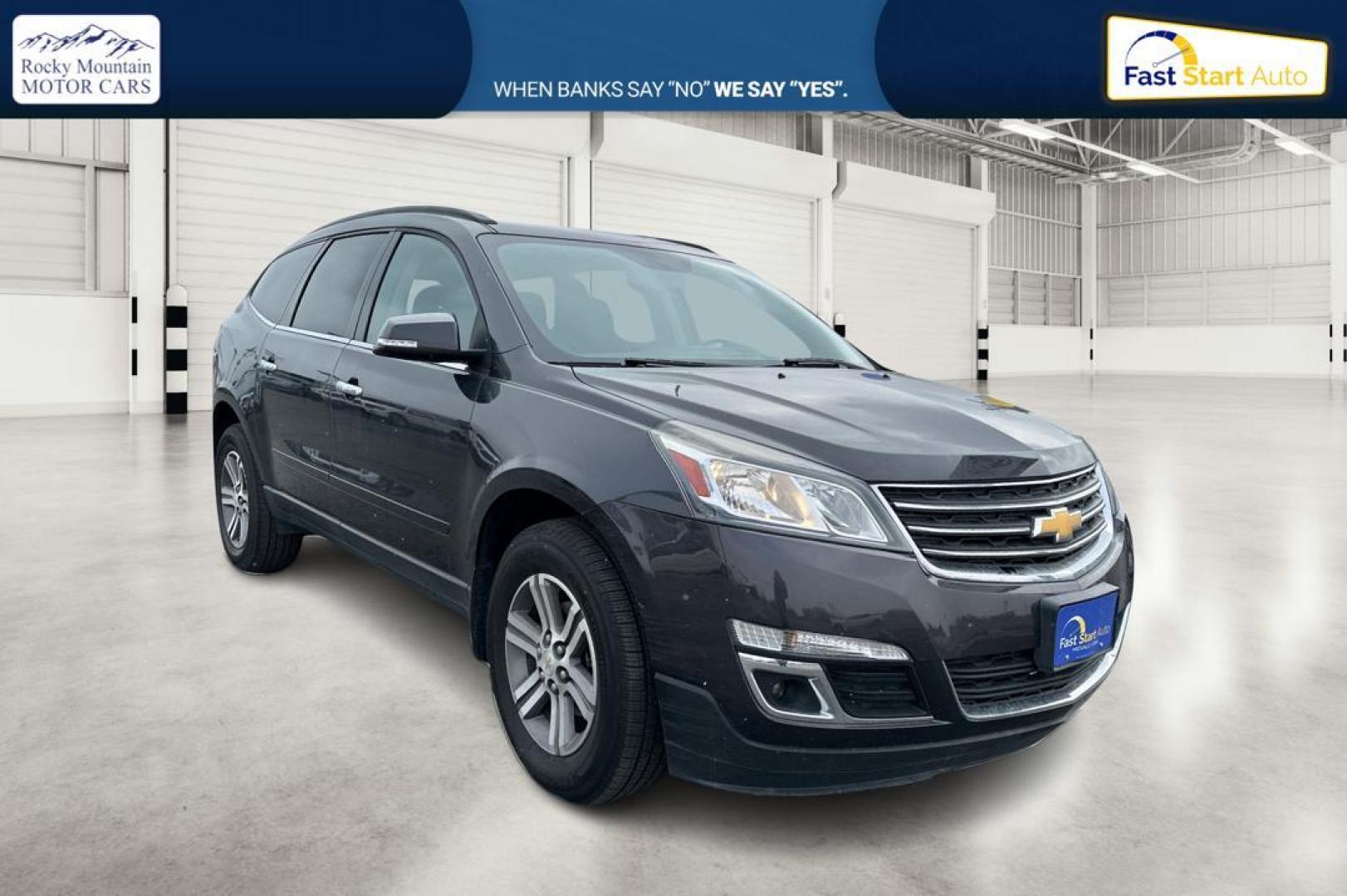 2015 Gray Chevrolet Traverse 2LT FWD (1GNKRHKD8FJ) with an 3.6L V6 DOHC 24V engine, 6-Speed Automatic transmission, located at 344 S Washington Blvd, Ogden, UT, 84404, (801) 399-1799, 41.255482, -111.970848 - Photo#0