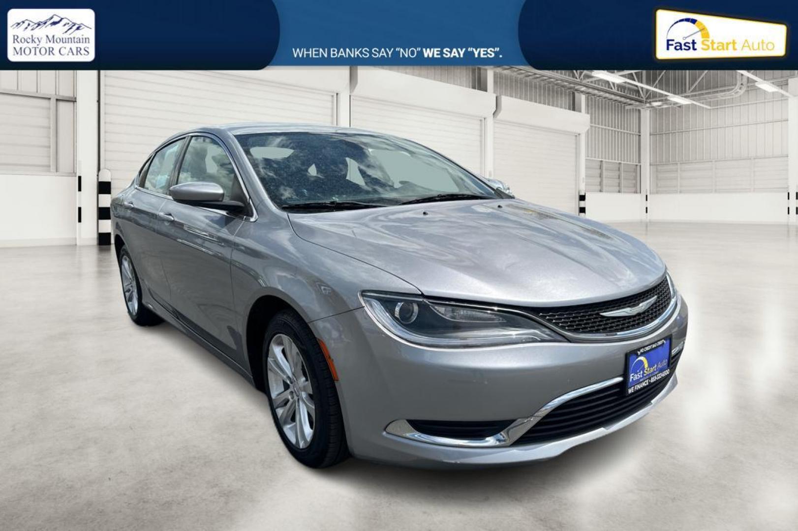 2015 Silver Chrysler 200 Limited (1C3CCCAB1FN) with an 2.4L L4 DOHC 16V engine, 9-Speed Automatic transmission, located at 7755 State Street, Midvale, UT, 84047, (801) 753-9063, 40.610329, -111.892159 - Photo#0