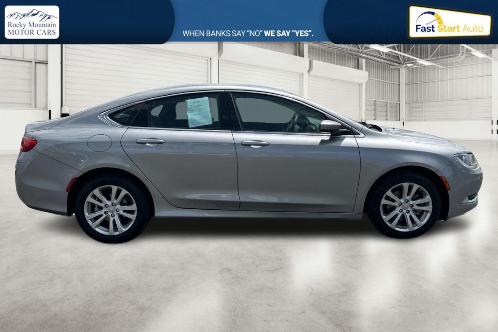 2015 Silver Chrysler 200 Limited (1C3CCCAB1FN) with an 2.4L L4 DOHC 16V engine, 9-Speed Automatic transmission, located at 7755 State Street, Midvale, UT, 84047, (801) 753-9063, 40.610329, -111.892159 - Photo#1