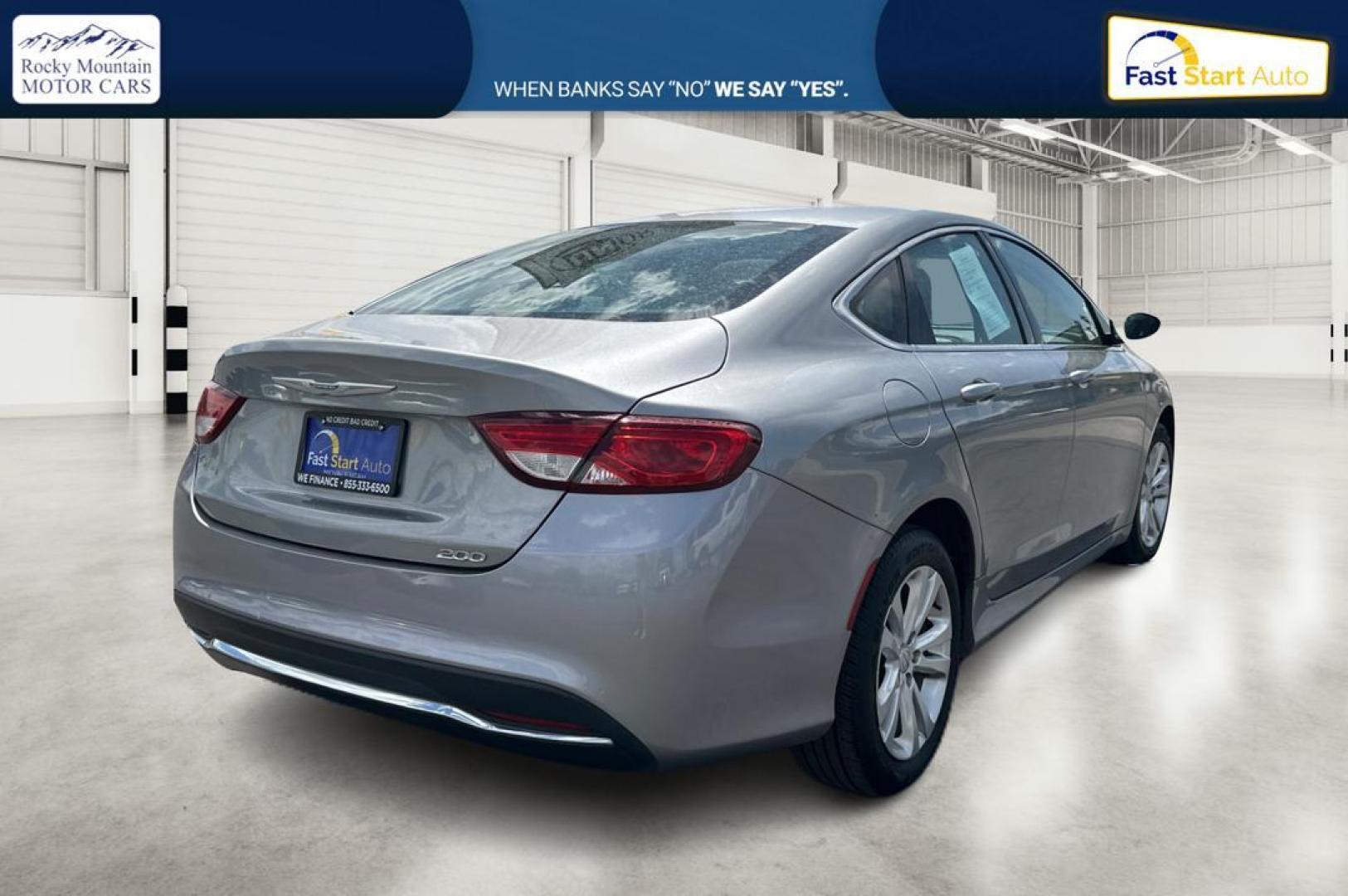 2015 Silver Chrysler 200 Limited (1C3CCCAB1FN) with an 2.4L L4 DOHC 16V engine, 9-Speed Automatic transmission, located at 7755 State Street, Midvale, UT, 84047, (801) 753-9063, 40.610329, -111.892159 - Photo#2