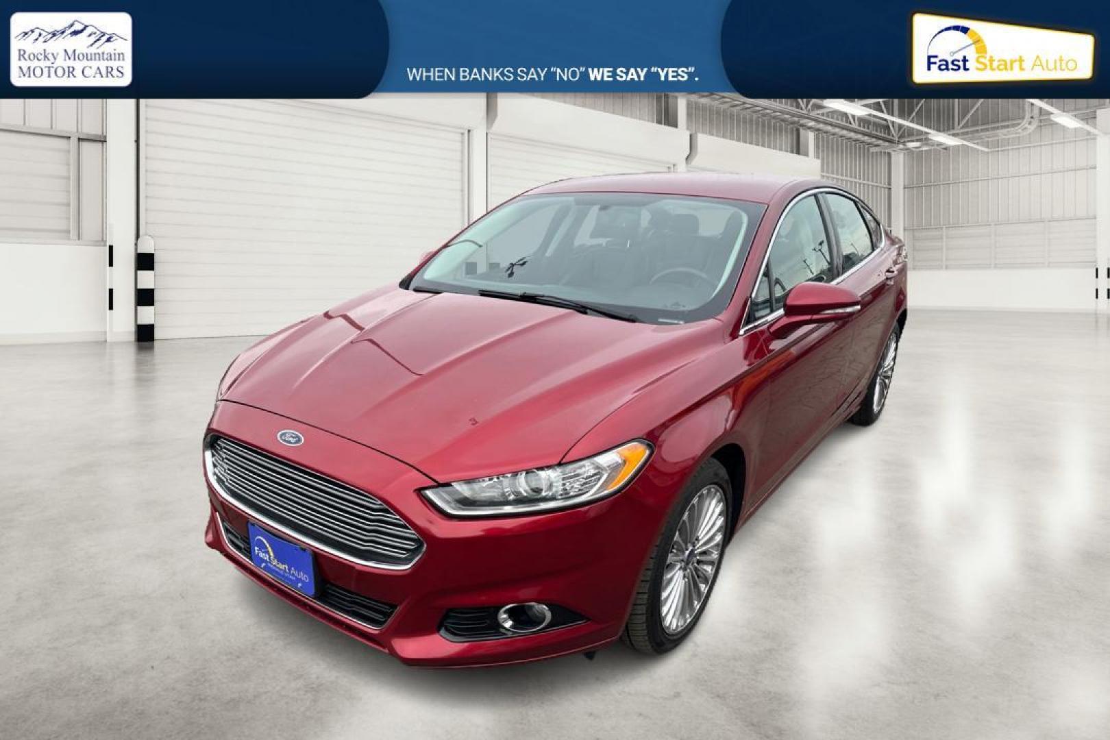 2015 Red Ford Fusion Titanium AWD (3FA6P0D90FR) with an 2.0L L4 DOHC 16V engine, Auto, 6-Spd w/SelShft transmission, located at 767 S State Road, Pleasant Grove, UT, 84062, (801) 785-1058, 40.354839, -111.736687 - Photo#4