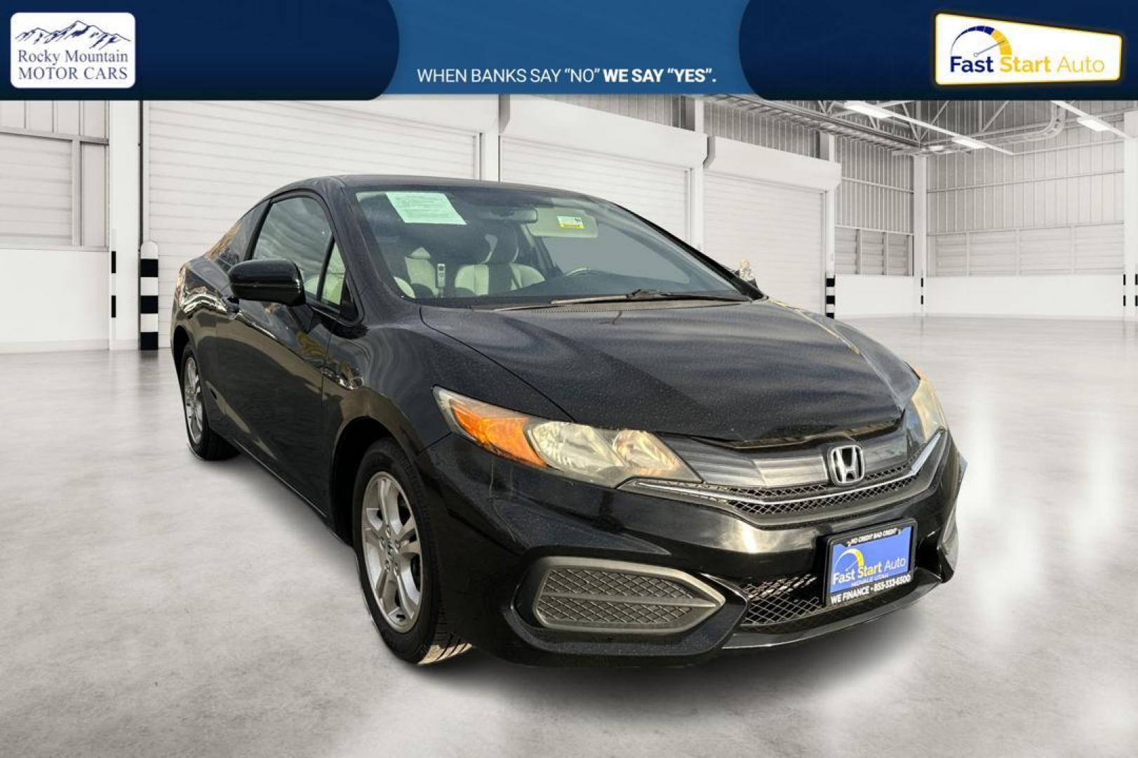 2015 Black Honda Civic LX Coupe CVT (2HGFG3B57FH) with an 2.3L L4 SOHC 16V engine, Continuously Variable Transmission transmission, located at 767 S State Road, Pleasant Grove, UT, 84062, (801) 785-1058, 40.354839, -111.736687 - Photo#0