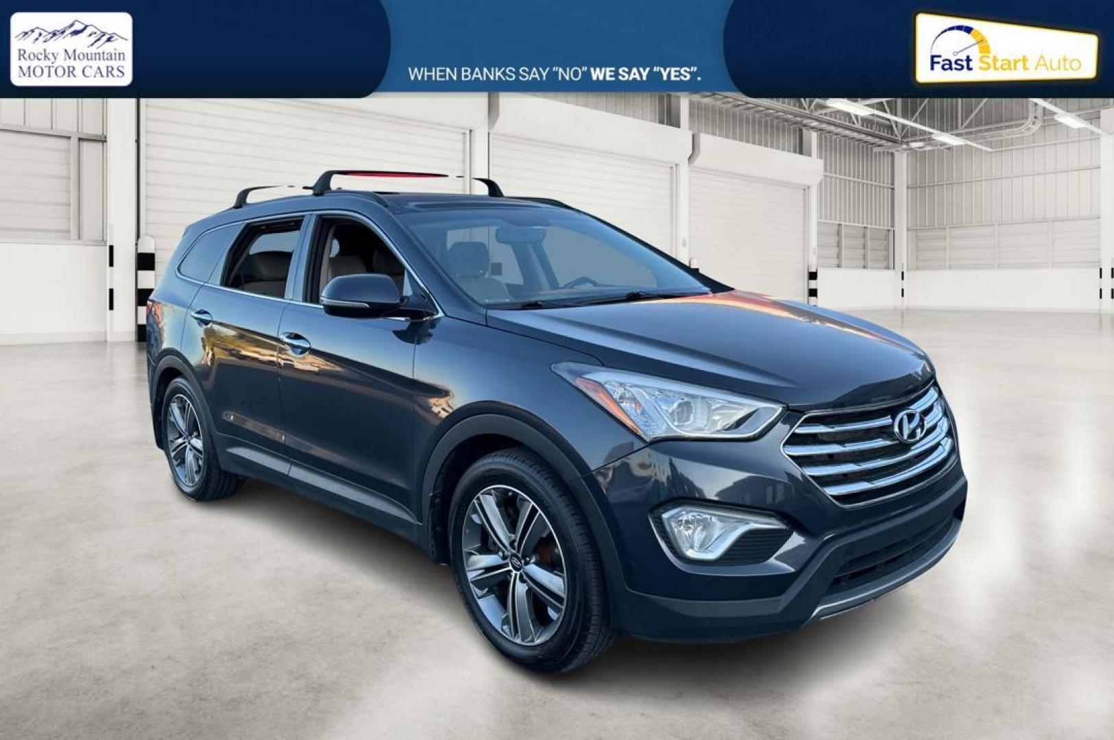 2015 Blue Hyundai Santa Fe Limited AWD (KM8SRDHF6FU) with an 3.3L V6 DOHC 24V engine, 6-Speed Automatic transmission, located at 344 S Washington Blvd, Ogden, UT, 84404, (801) 399-1799, 41.255482, -111.970848 - Photo#0