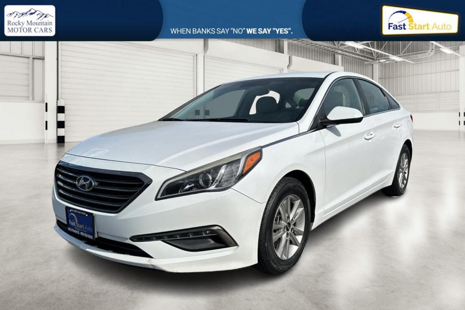 2015 White Hyundai Sonata ECO (5NPE24AF1FH) with an 1.6L L4 DOHC 16V engine, 7-Speed Automatic transmission, located at 7755 State Street, Midvale, UT, 84047, (801) 753-9063, 40.610329, -111.892159 - Photo#8