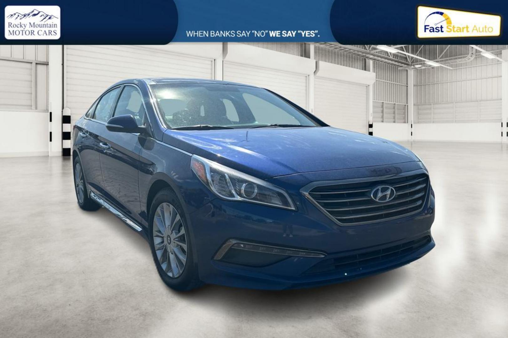 2015 Blue Hyundai Sonata Sport (5NPE34AF0FH) with an 2.4L L4 DOHC 16V engine, 6-Speed Automatic transmission, located at 7755 State Street, Midvale, UT, 84047, (801) 753-9063, 40.610329, -111.892159 - Photo#0