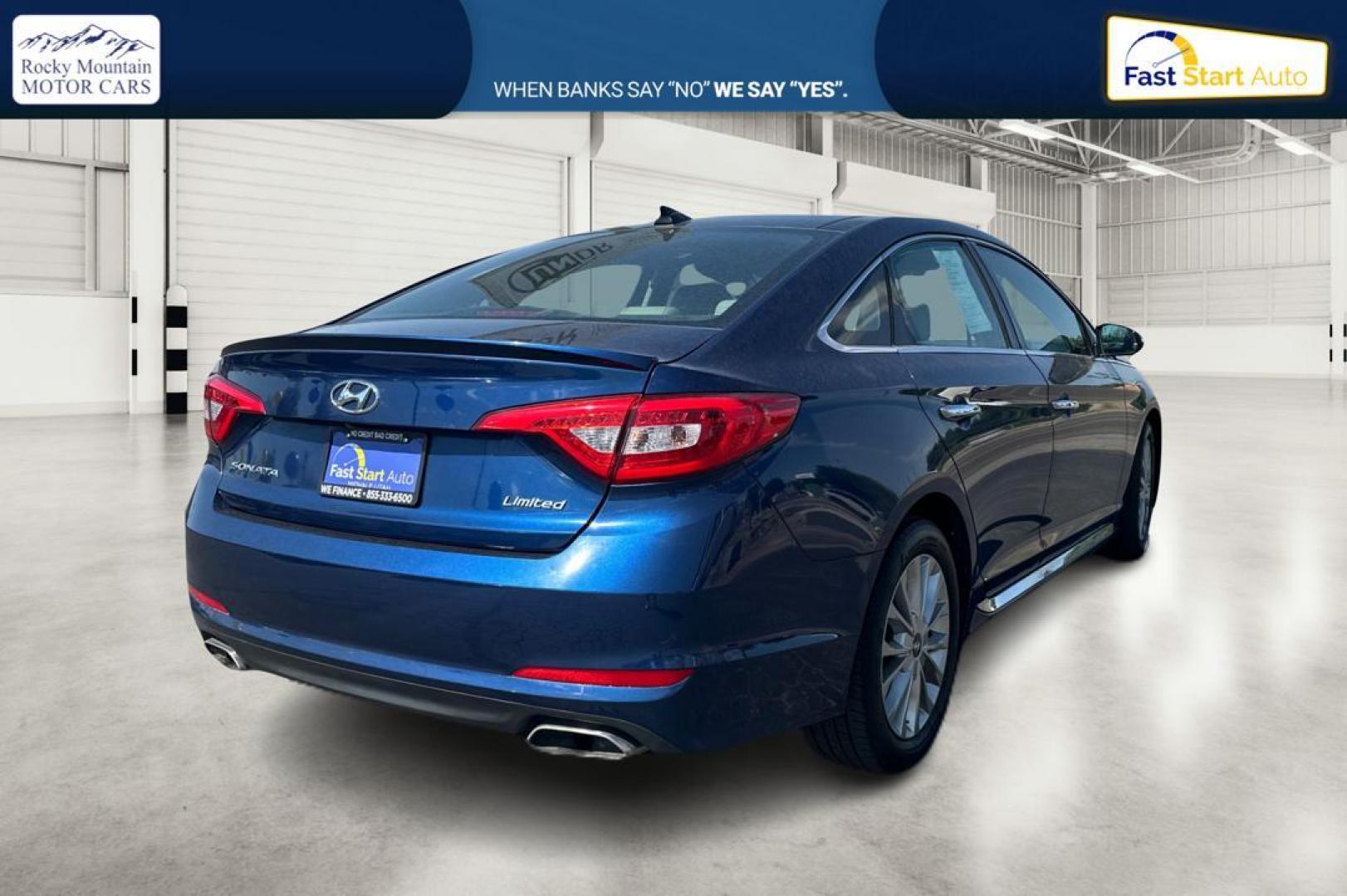 2015 Blue Hyundai Sonata Sport (5NPE34AF0FH) with an 2.4L L4 DOHC 16V engine, 6-Speed Automatic transmission, located at 7755 State Street, Midvale, UT, 84047, (801) 753-9063, 40.610329, -111.892159 - Photo#2