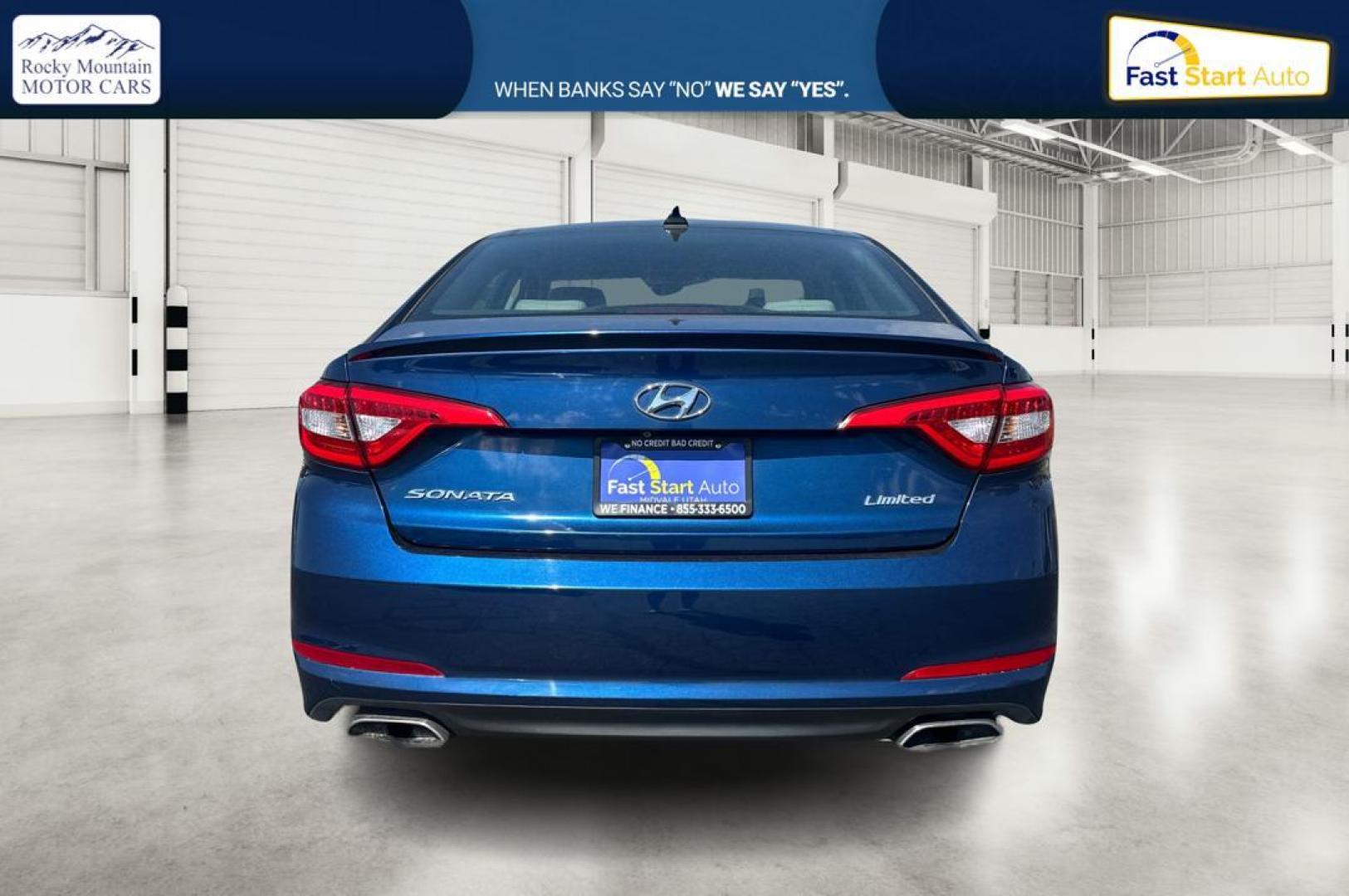 2015 Blue Hyundai Sonata Sport (5NPE34AF0FH) with an 2.4L L4 DOHC 16V engine, 6-Speed Automatic transmission, located at 7755 State Street, Midvale, UT, 84047, (801) 753-9063, 40.610329, -111.892159 - Photo#3