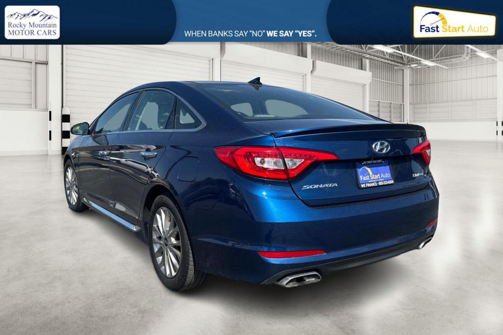 2015 Blue Hyundai Sonata Sport (5NPE34AF0FH) with an 2.4L L4 DOHC 16V engine, 6-Speed Automatic transmission, located at 7755 State Street, Midvale, UT, 84047, (801) 753-9063, 40.610329, -111.892159 - Photo#4