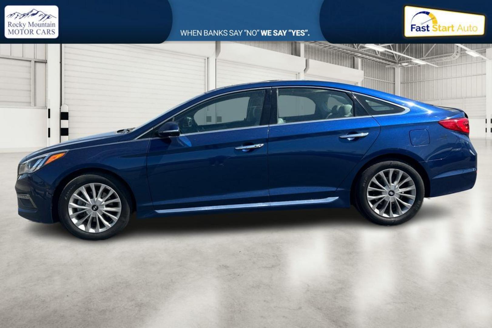 2015 Blue Hyundai Sonata Sport (5NPE34AF0FH) with an 2.4L L4 DOHC 16V engine, 6-Speed Automatic transmission, located at 7755 State Street, Midvale, UT, 84047, (801) 753-9063, 40.610329, -111.892159 - Photo#5