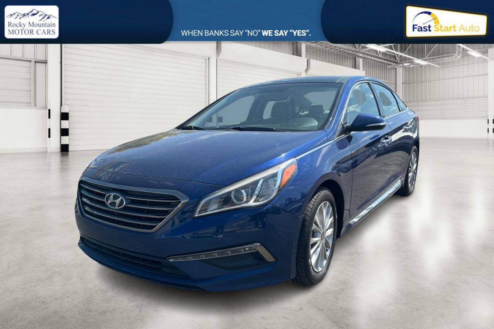 2015 Blue Hyundai Sonata Sport (5NPE34AF0FH) with an 2.4L L4 DOHC 16V engine, 6-Speed Automatic transmission, located at 7755 State Street, Midvale, UT, 84047, (801) 753-9063, 40.610329, -111.892159 - Photo#6