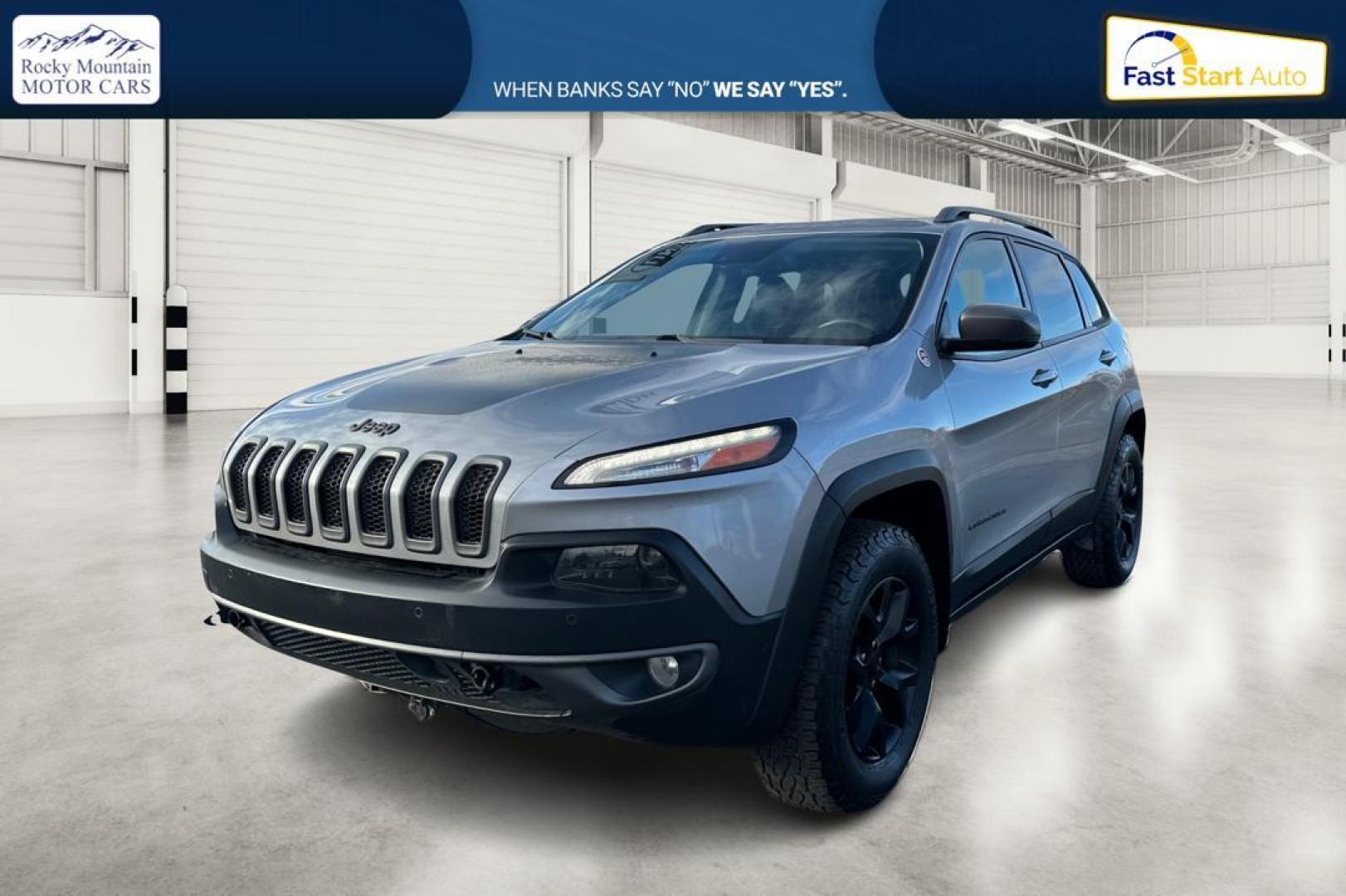 2015 Silver Jeep Cherokee Trailhawk 4WD (1C4PJMBS9FW) with an 3.2L V6 DOHC 24V engine, 9-Speed Automatic transmission, located at 7755 State Street, Midvale, UT, 84047, (801) 753-9063, 40.610329, -111.892159 - Photo#8