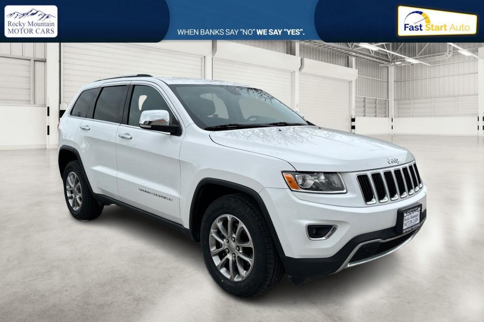 2015 White Jeep Grand Cherokee Limited 2WD (1C4RJEBG2FC) with an 3.6L V6 DOHC 24V engine, 8-Speed Automatic transmission, located at 767 S State Road, Pleasant Grove, UT, 84062, (801) 785-1058, 40.354839, -111.736687 - Photo#0