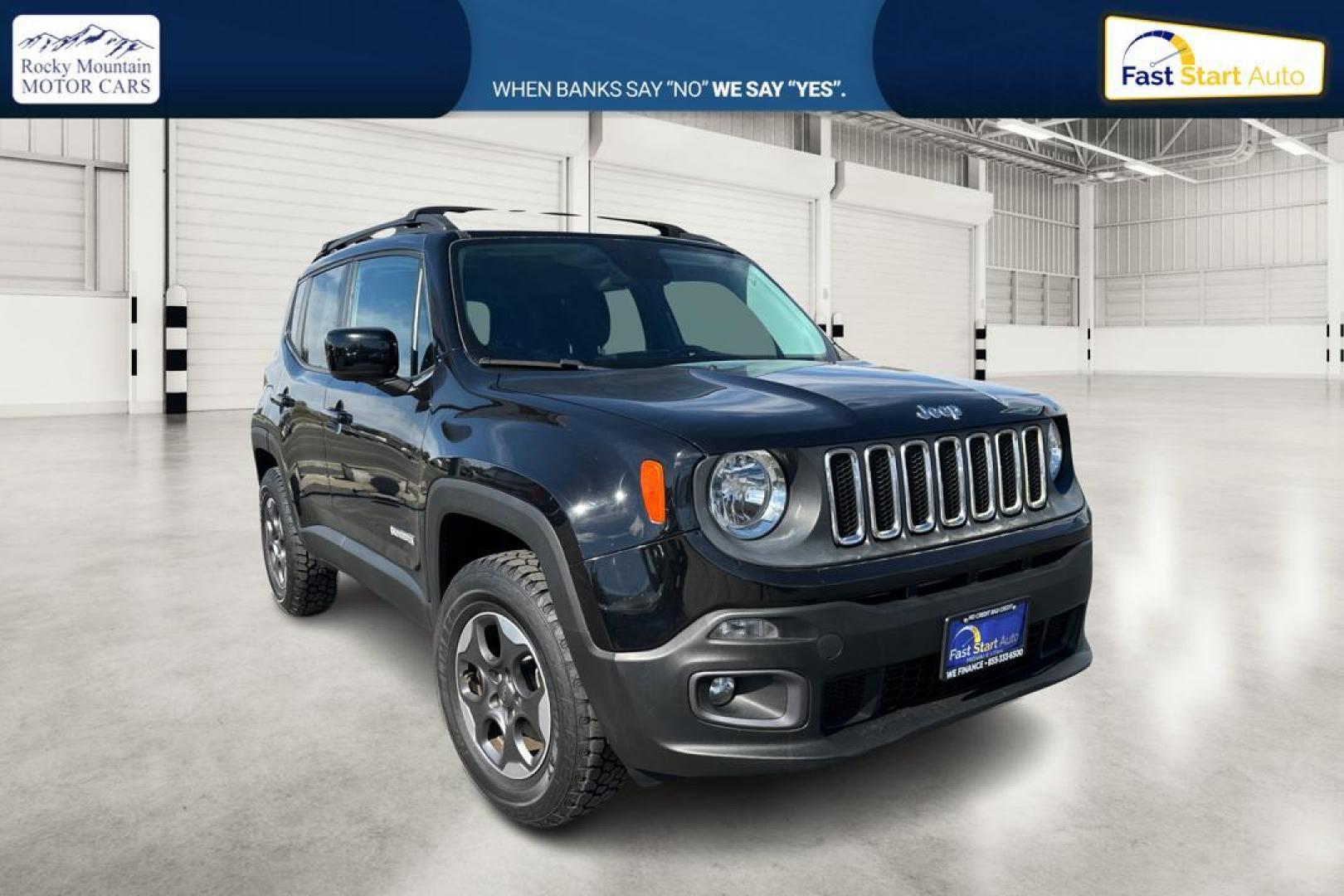 2015 Black Jeep Renegade Latitude FWD (ZACCJABH8FP) with an 1.4L L4 DOHC 16V TURBO engine, 6M transmission, located at 7755 State Street, Midvale, UT, 84047, (801) 753-9063, 40.610329, -111.892159 - Photo#0