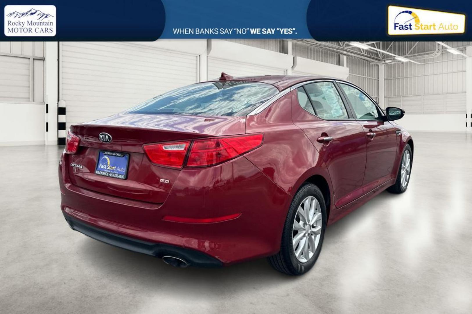 2015 Red Kia Optima LX (5XXGM4A73FG) with an 2.4L L4 DOHC 16V engine, 6-Speed Automatic transmission, located at 7755 State Street, Midvale, UT, 84047, (801) 753-9063, 40.610329, -111.892159 - Photo#2