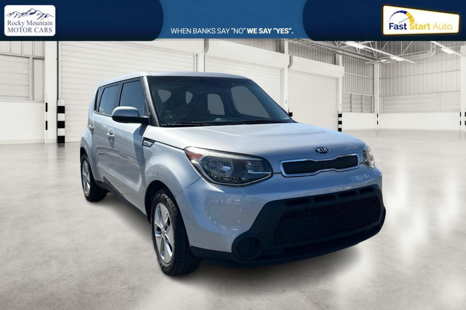 2015 Silver Kia Soul Base (KNDJN2A2XF7) with an 1.6L L4 DOHC 16V engine, Auto, 6-Spd Sportmatic transmission, located at 767 S State Road, Pleasant Grove, UT, 84062, (801) 785-1058, 40.354839, -111.736687 - Photo#0