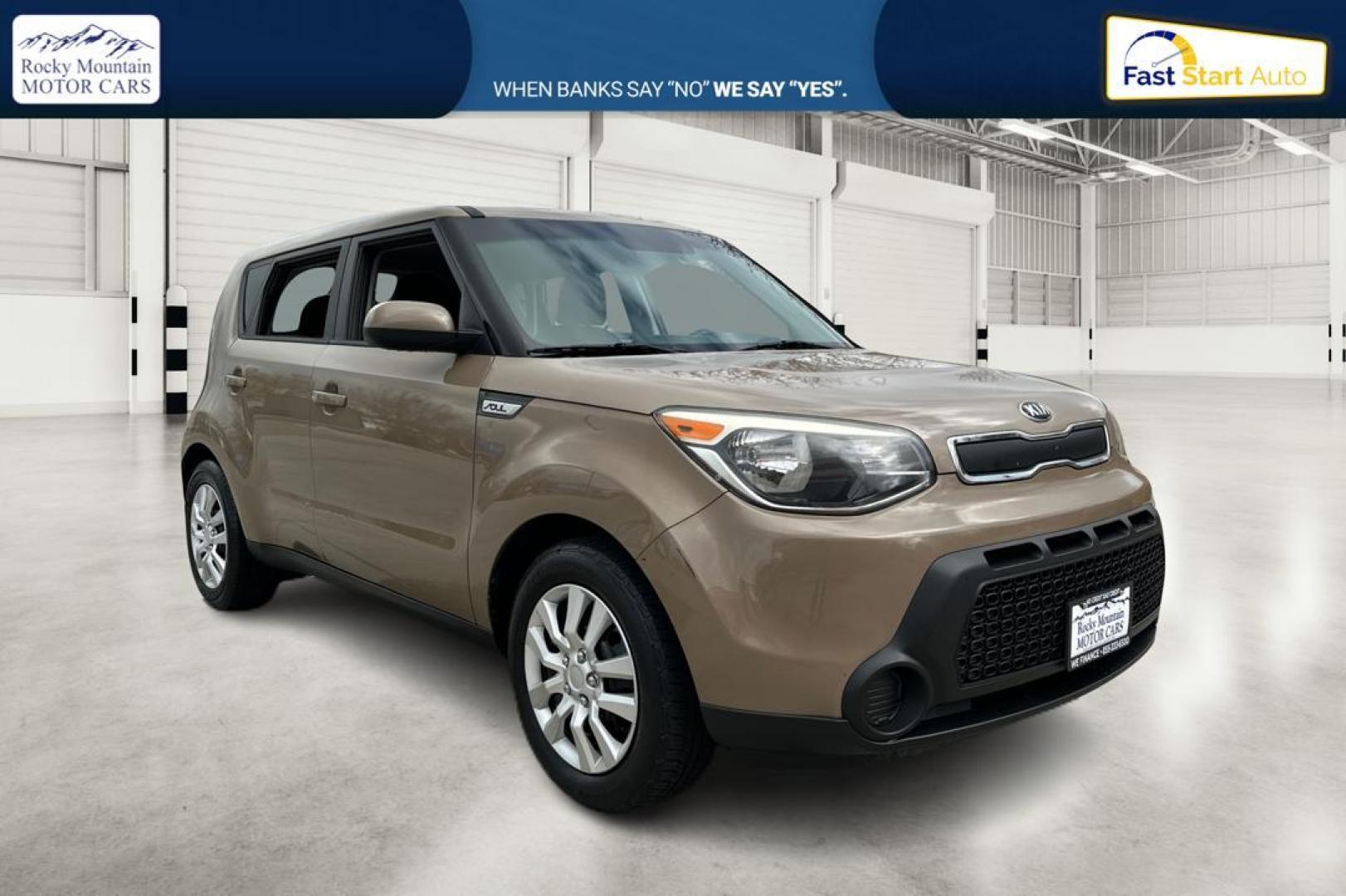 2015 Brown Kia Soul Base (KNDJN2A26F7) with an 1.6L L4 DOHC 16V engine, Auto, 6-Spd Sportmatic transmission, located at 344 S Washington Blvd, Ogden, UT, 84404, (801) 399-1799, 41.255482, -111.970848 - Photo#0