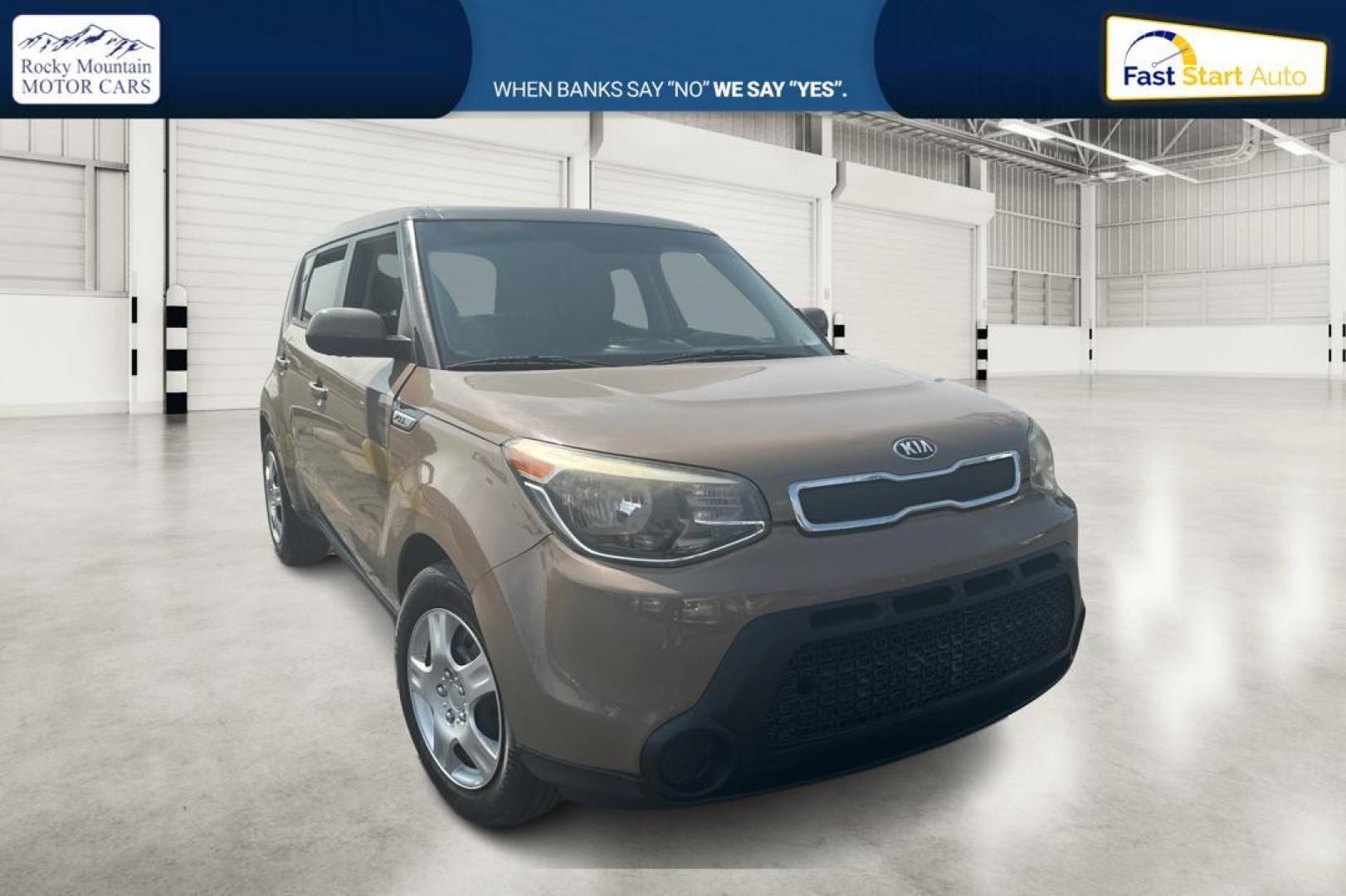 2015 Tan Kia Soul Base (KNDJN2A28F7) with an 1.6L L4 DOHC 16V engine, Manual, 6-Spd transmission, located at 767 S State Road, Pleasant Grove, UT, 84062, (801) 785-1058, 40.354839, -111.736687 - Photo#0