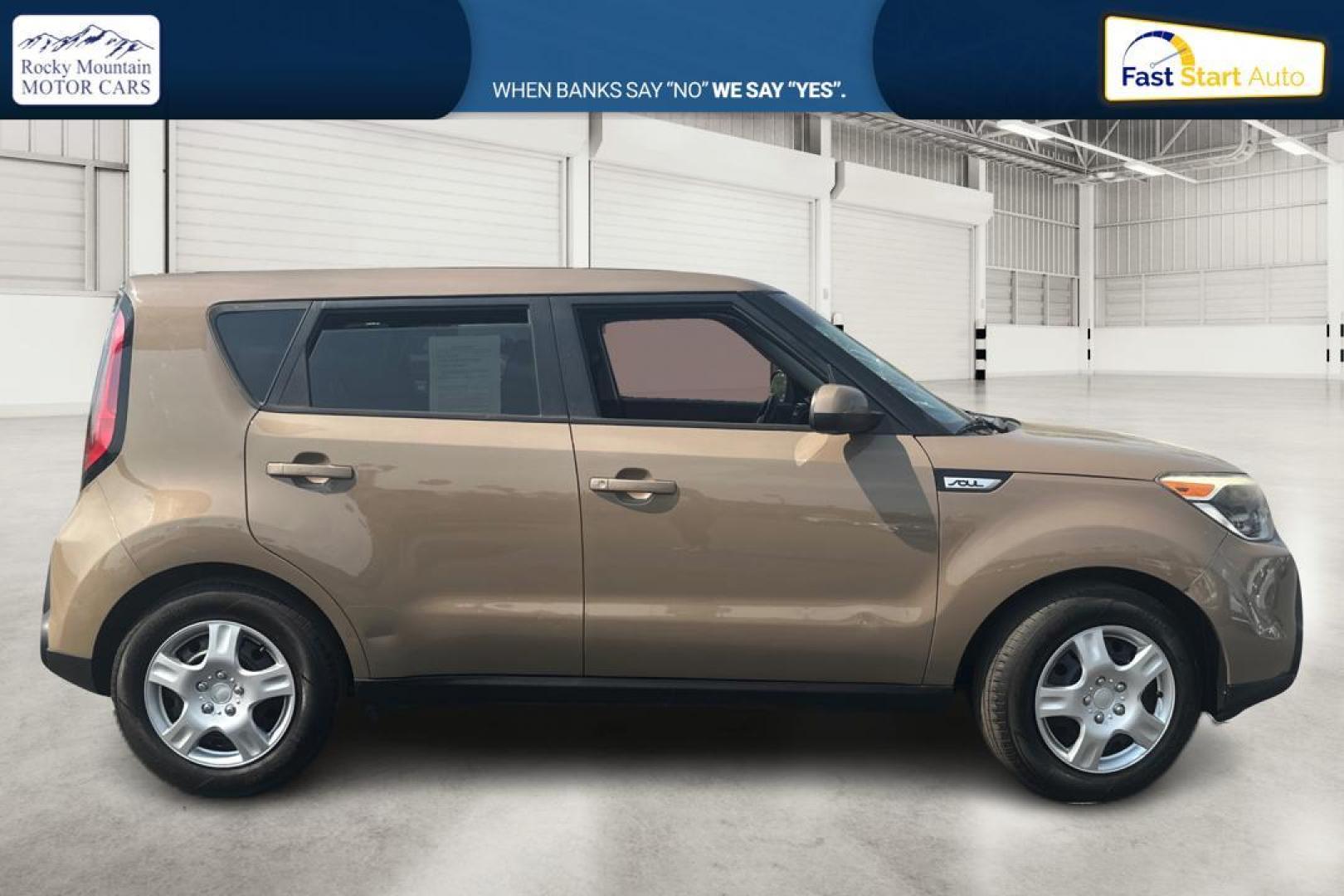 2015 Tan Kia Soul Base (KNDJN2A28F7) with an 1.6L L4 DOHC 16V engine, Manual, 6-Spd transmission, located at 767 S State Road, Pleasant Grove, UT, 84062, (801) 785-1058, 40.354839, -111.736687 - Photo#1