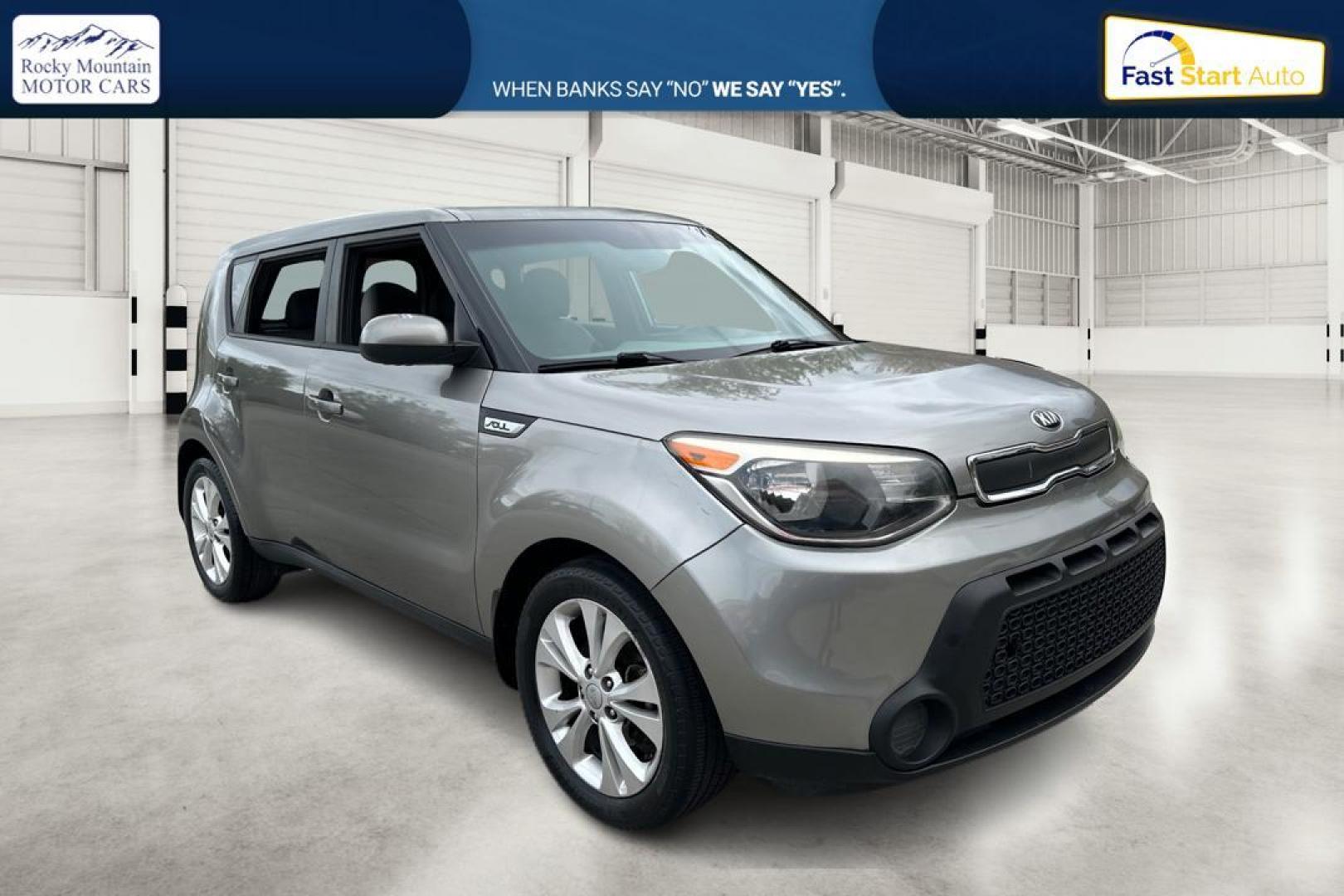 2015 Gray Kia Soul + (KNDJP3A51F7) with an 2.0L L4 DOHC 16V engine, 6-Speed Automatic transmission, located at 767 S State Road, Pleasant Grove, UT, 84062, (801) 785-1058, 40.354839, -111.736687 - Photo#0