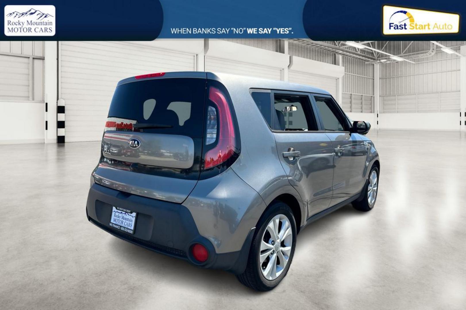 2015 Gray Kia Soul + (KNDJP3A51F7) with an 2.0L L4 DOHC 16V engine, 6-Speed Automatic transmission, located at 7755 State Street, Midvale, UT, 84047, (801) 753-9063, 40.610329, -111.892159 - Photo#2