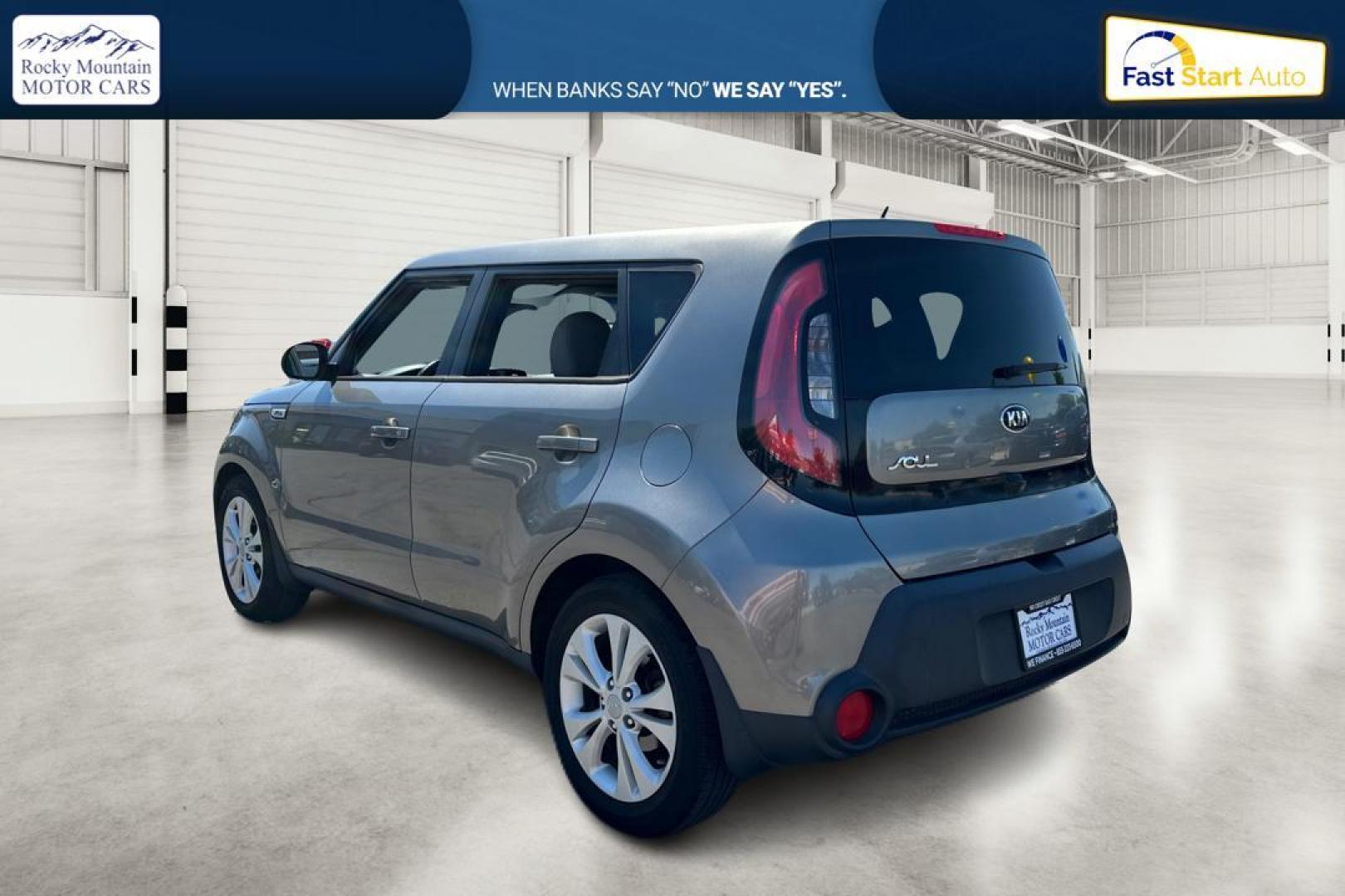 2015 Gray Kia Soul + (KNDJP3A51F7) with an 2.0L L4 DOHC 16V engine, 6-Speed Automatic transmission, located at 7755 State Street, Midvale, UT, 84047, (801) 753-9063, 40.610329, -111.892159 - Photo#4