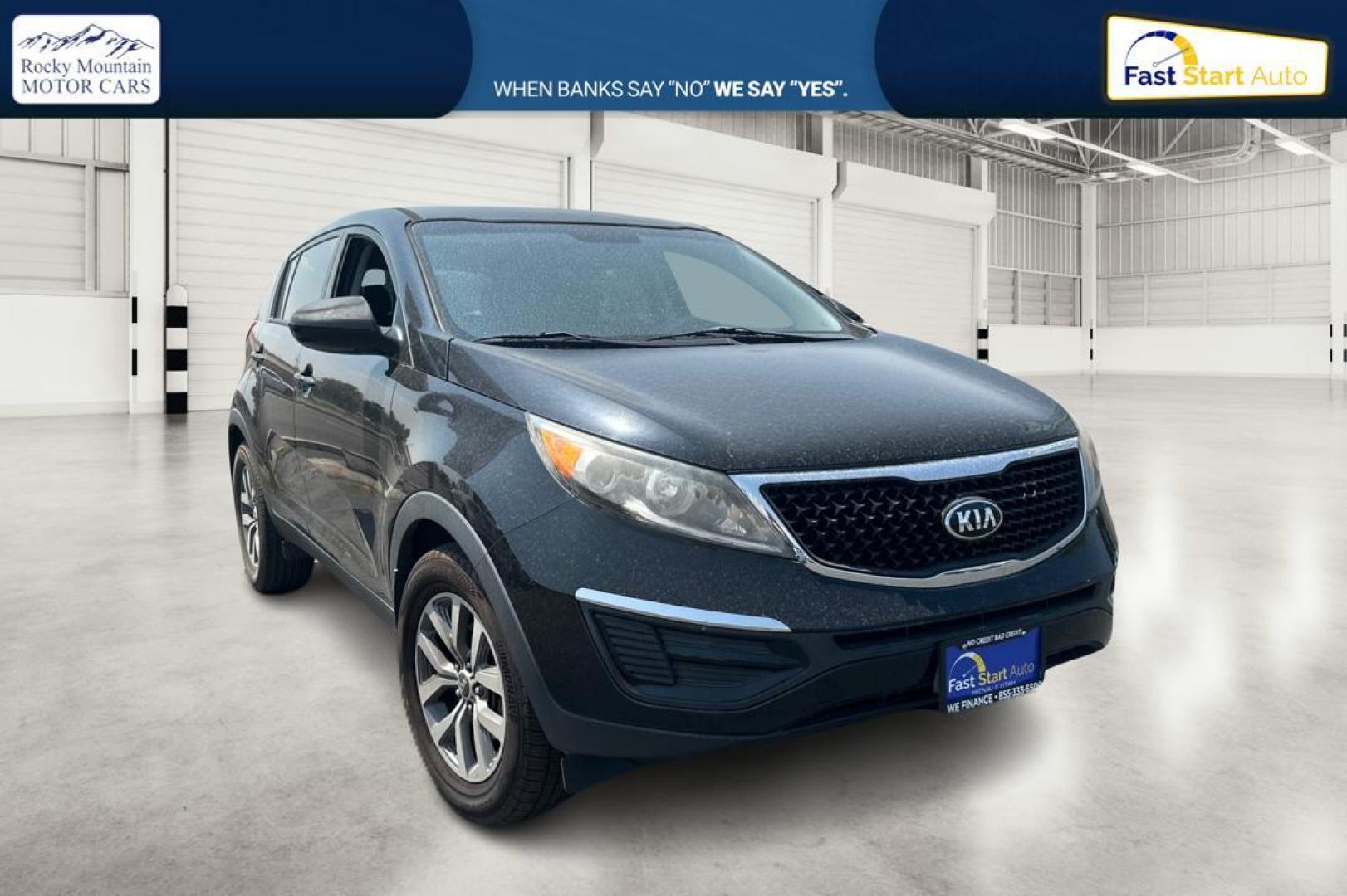 2015 Black Kia Sportage LX FWD (KNDPB3ACXF7) with an 2.4L V6 DOHC 24V engine, 6-Speed Automatic transmission, located at 767 S State Road, Pleasant Grove, UT, 84062, (801) 785-1058, 40.354839, -111.736687 - Photo#0