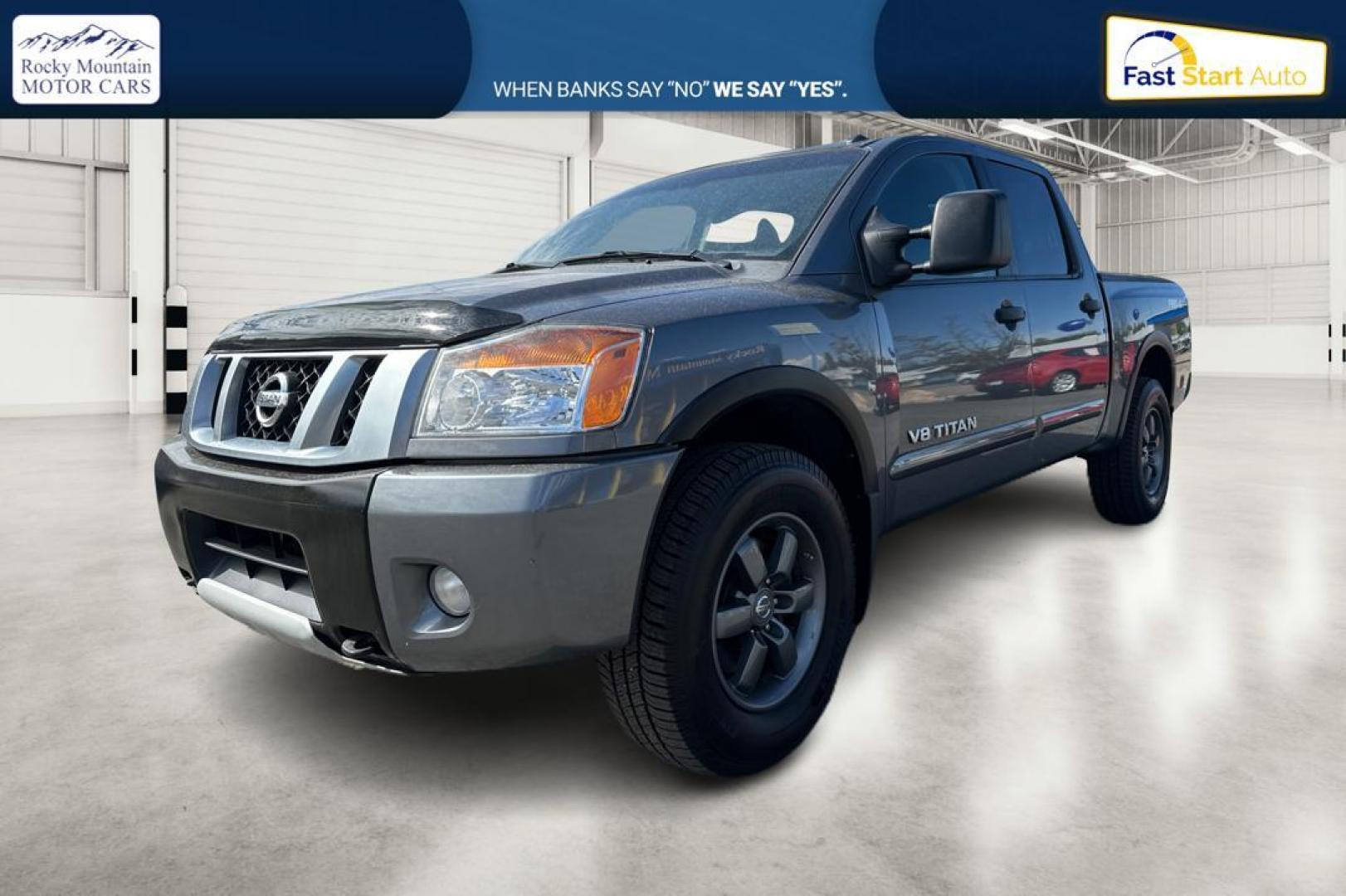 2015 Gray Nissan Titan PRO-4X Crew Cab 4WD SWB (1N6AA0ECXFN) with an 5.6L V8 DOHC 32V engine, 5-Speed Automatic transmission, located at 7755 State Street, Midvale, UT, 84047, (801) 753-9063, 40.610329, -111.892159 - Photo#5