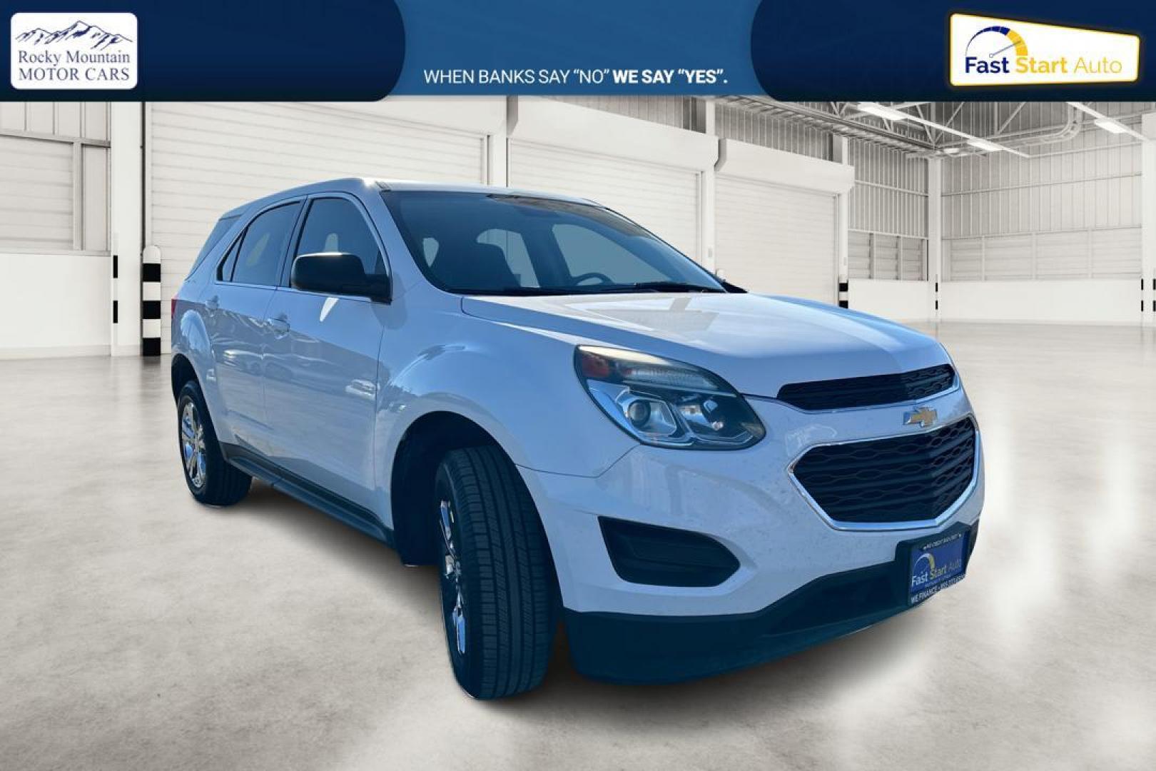 2016 White Chevrolet Equinox LS 2WD (2GNALBEK4G1) with an 2.4L L4 DOHC 16V FFV engine, 6A transmission, located at 7755 State Street, Midvale, UT, 84047, (801) 753-9063, 40.610329, -111.892159 - Photo#0