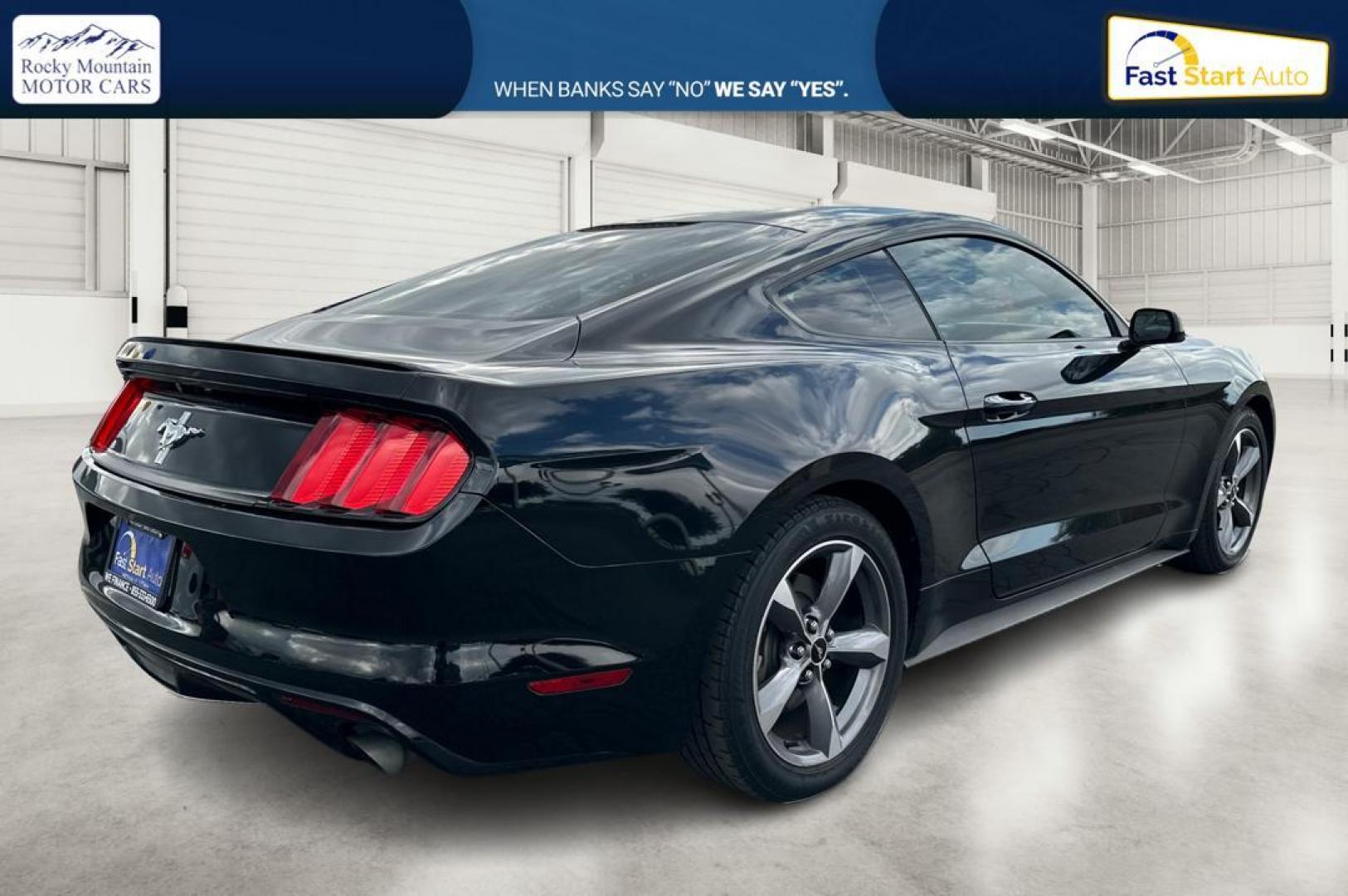 2016 Black Ford Mustang V6 Coupe (1FA6P8AM6G5) with an 3.7L V6 DOHC 24V engine, Auto, 6-Spd SelectShift transmission, located at 7755 State Street, Midvale, UT, 84047, (801) 753-9063, 40.610329, -111.892159 - Photo#2