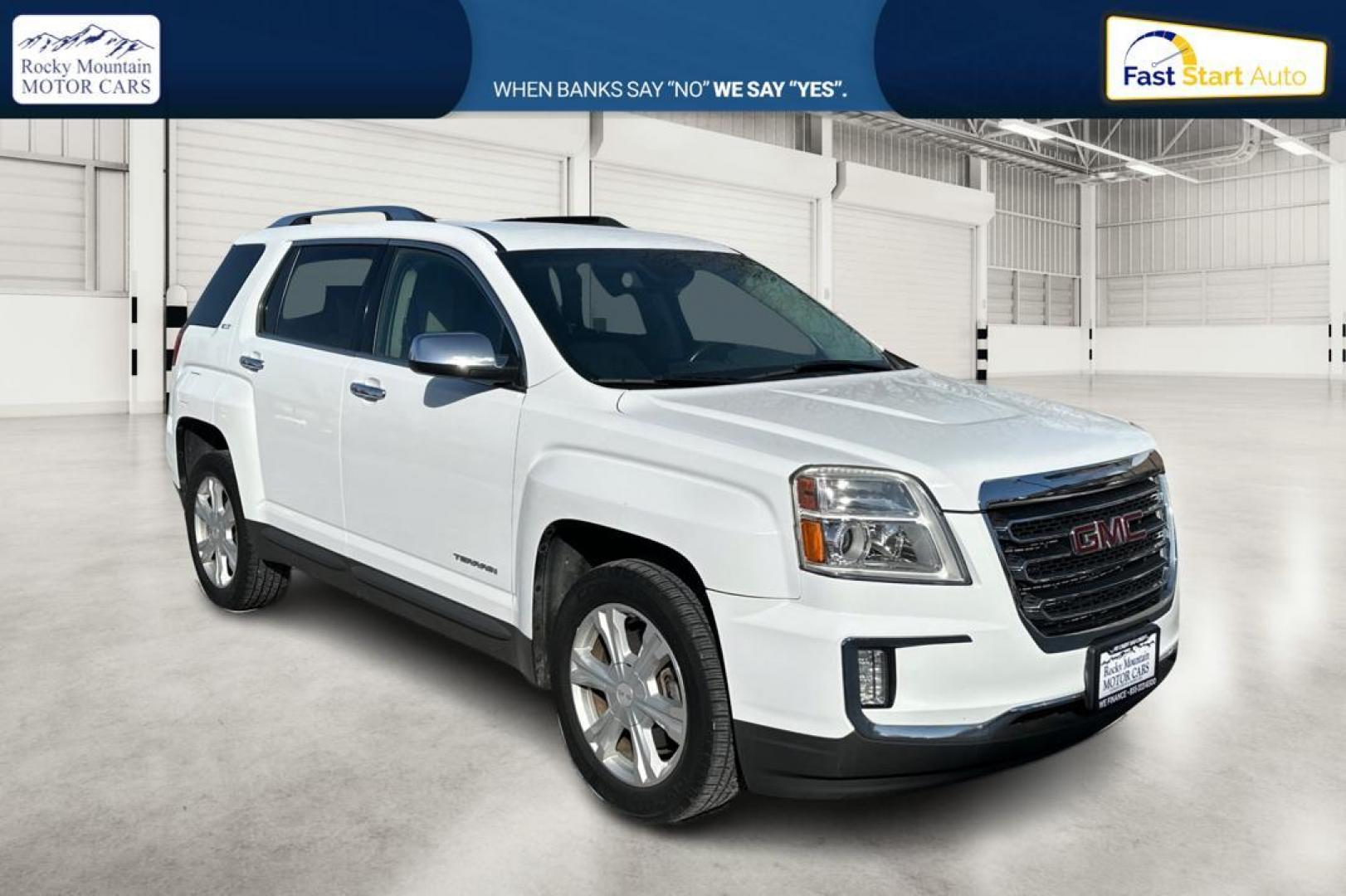 2016 White GMC Terrain SLT FWD (2GKFLPE35G6) with an 3.6L V6 DOHC 24V engine, 6A transmission, located at 344 S Washington Blvd, Ogden, UT, 84404, (801) 399-1799, 41.255482, -111.970848 - Photo#0