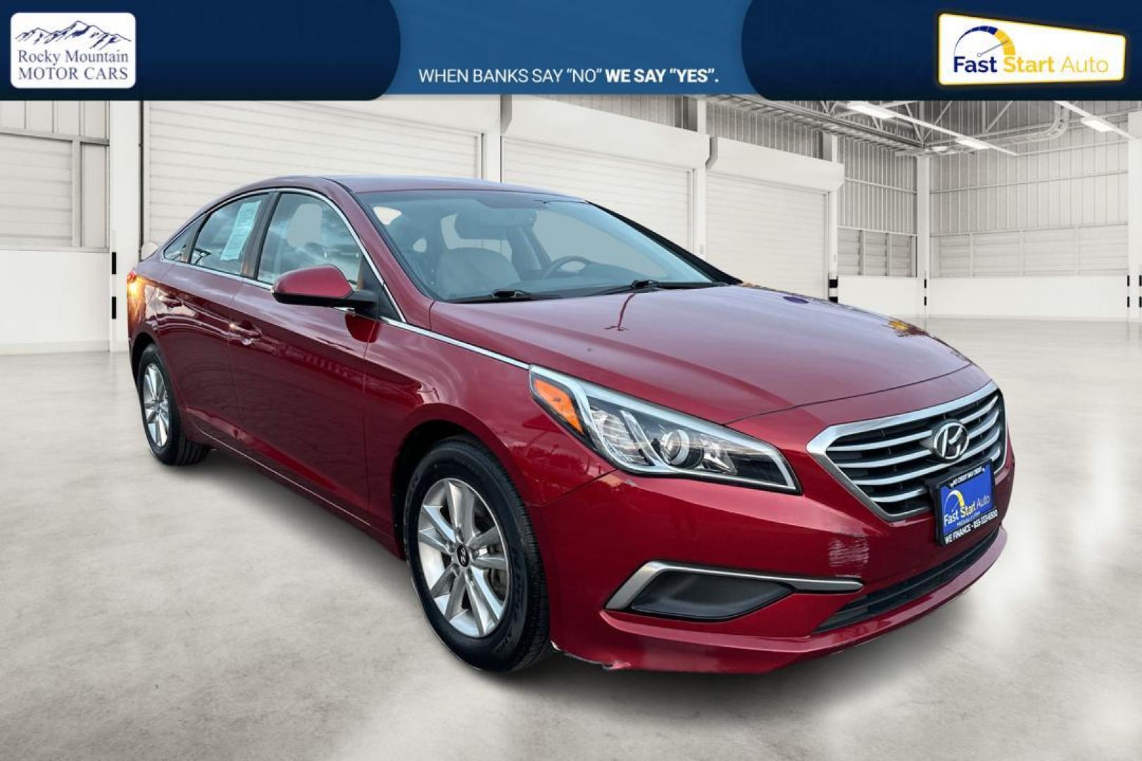 2016 Red Hyundai Sonata SE (5NPE24AF4GH) with an 2.4L L4 DOHC 16V engine, 7A transmission, located at 7755 State Street, Midvale, UT, 84047, (801) 753-9063, 40.610329, -111.892159 - Photo#0