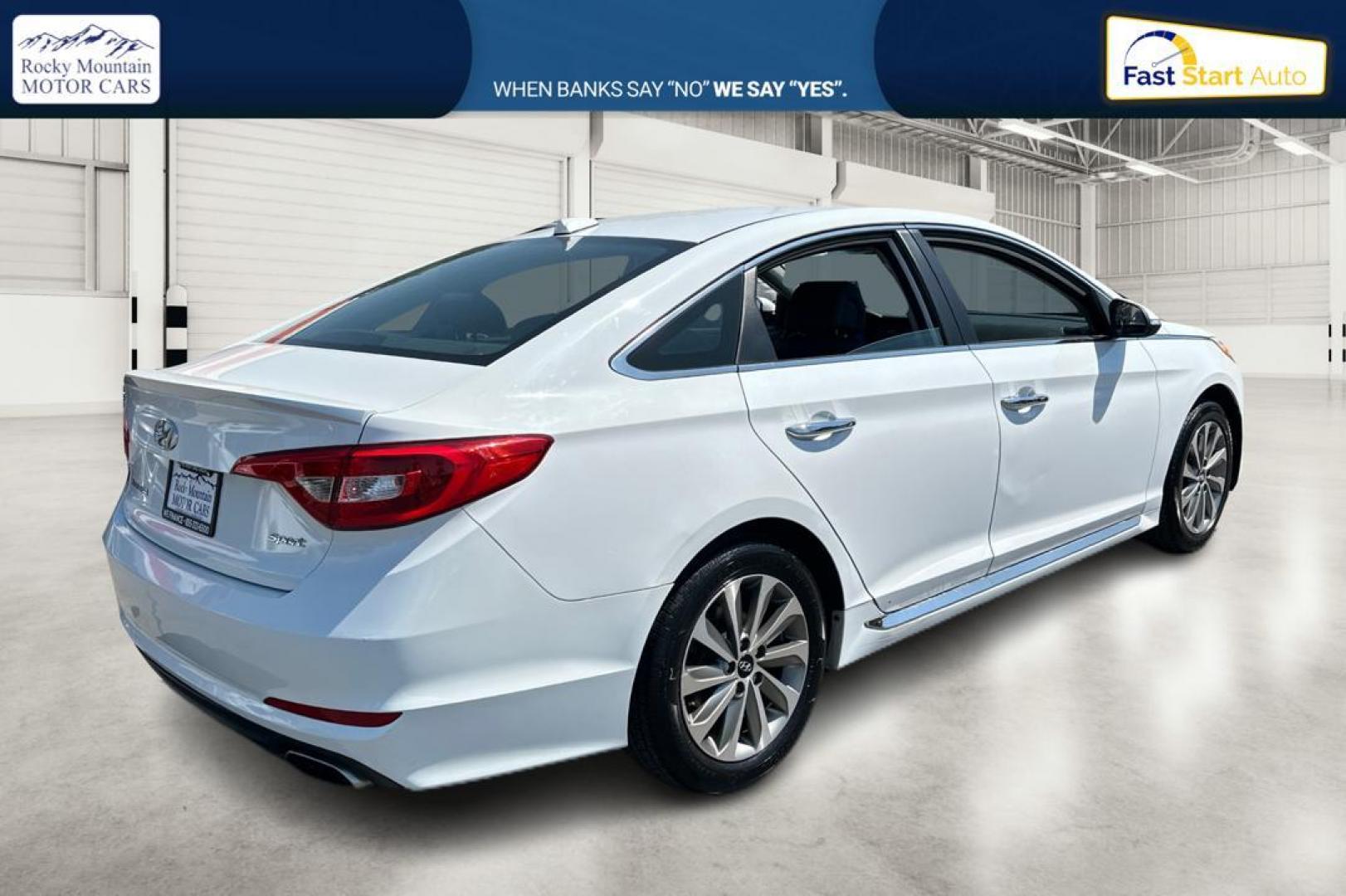 2016 White Hyundai Sonata Sport (5NPE34AF5GH) with an 2.4L L4 DOHC 16V engine, 6A transmission, located at 7755 State Street, Midvale, UT, 84047, (801) 753-9063, 40.610329, -111.892159 - Photo#2