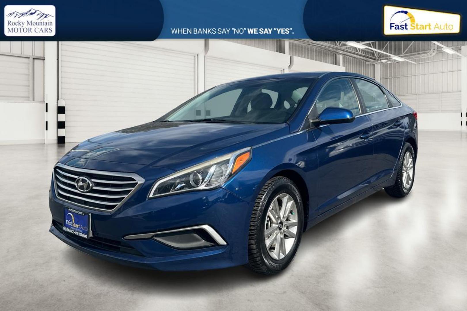 2016 Blue Hyundai Sonata SE (5NPE24AF3GH) with an 2.4L L4 DOHC 16V engine, 7A transmission, located at 7755 State Street, Midvale, UT, 84047, (801) 753-9063, 40.610329, -111.892159 - Photo#8