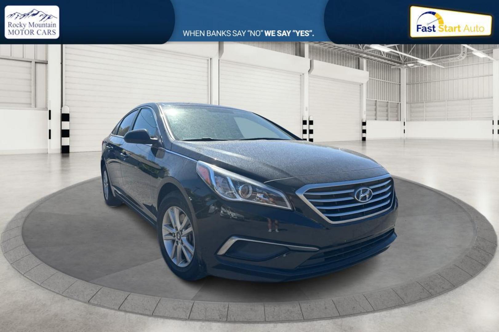 2016 Black Hyundai Sonata SE (5NPE24AF3GH) with an 2.4L L4 DOHC 16V engine, 7A transmission, located at 344 S Washington Blvd, Ogden, UT, 84404, (801) 399-1799, 41.255482, -111.970848 - Photo#0