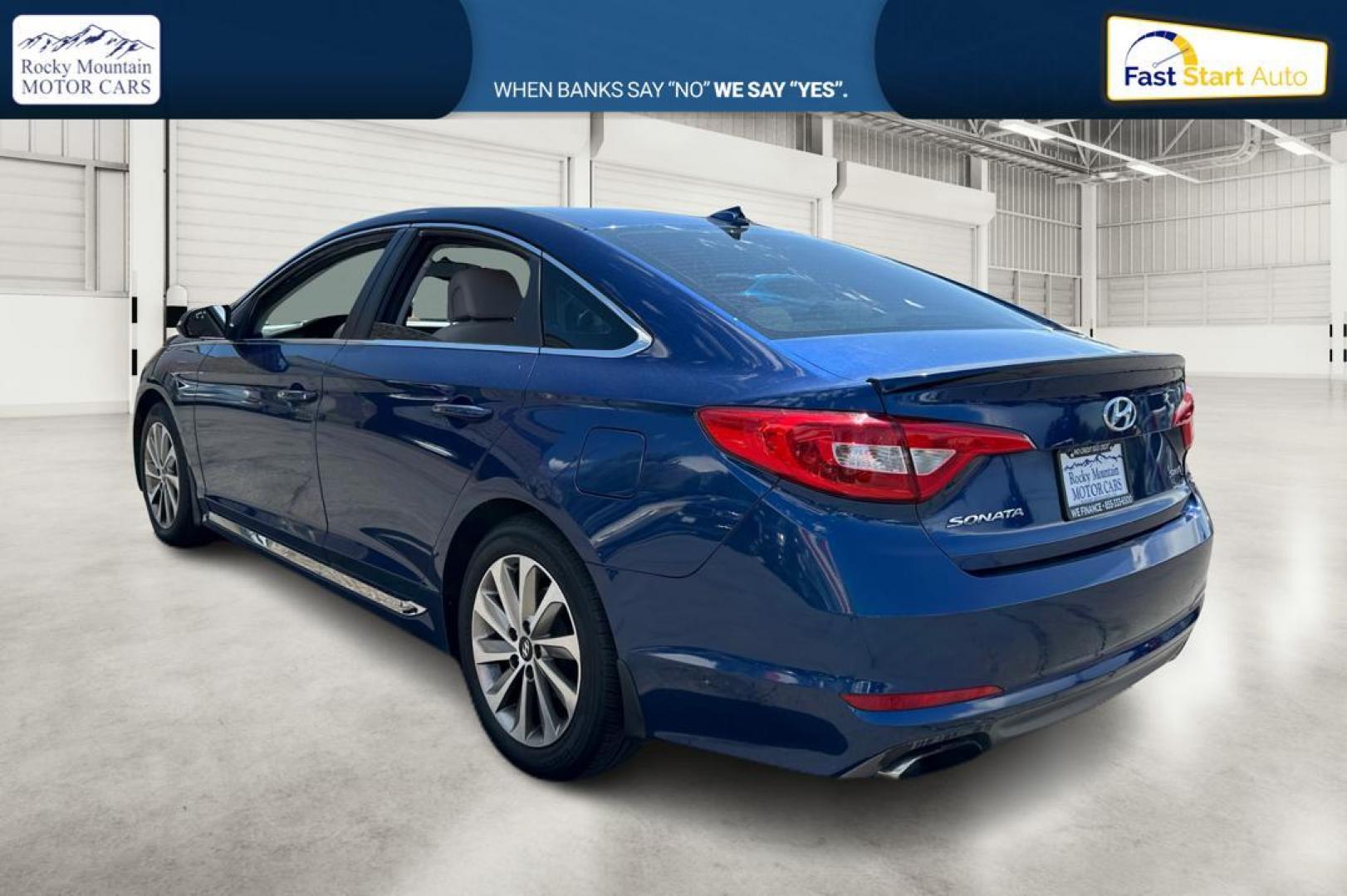 2016 Blue Hyundai Sonata Sport (5NPE34AF8GH) with an 2.4L L4 DOHC 16V engine, 6A transmission, located at 767 S State Road, Pleasant Grove, UT, 84062, (801) 785-1058, 40.354839, -111.736687 - Photo#5