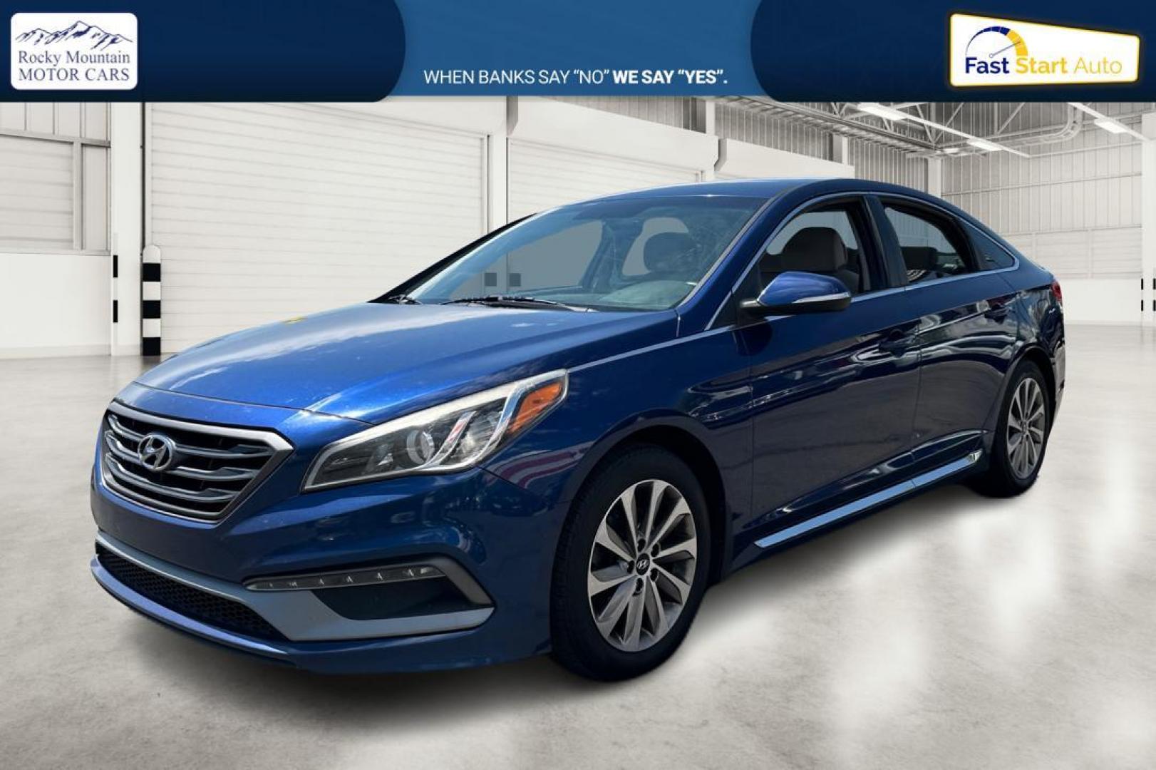 2016 Blue Hyundai Sonata Sport (5NPE34AF8GH) with an 2.4L L4 DOHC 16V engine, 6A transmission, located at 767 S State Road, Pleasant Grove, UT, 84062, (801) 785-1058, 40.354839, -111.736687 - Photo#8