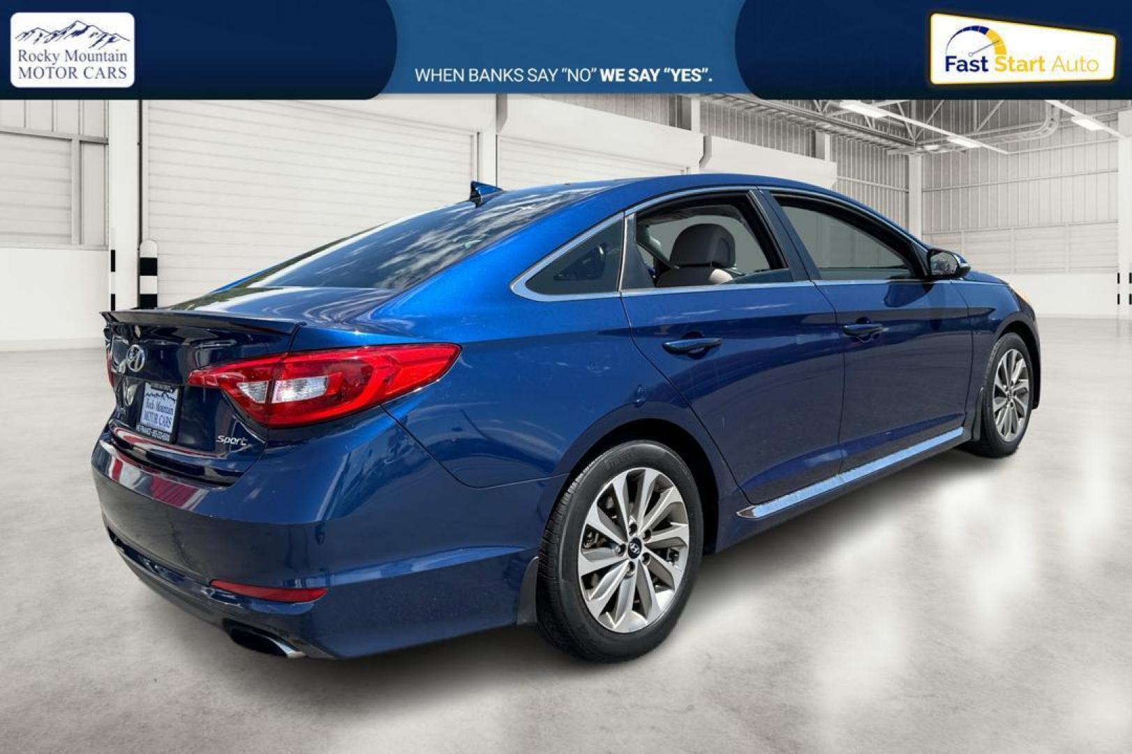 2016 Blue Hyundai Sonata Sport (5NPE34AF8GH) with an 2.4L L4 DOHC 16V engine, 6A transmission, located at 767 S State Road, Pleasant Grove, UT, 84062, (801) 785-1058, 40.354839, -111.736687 - Photo#2