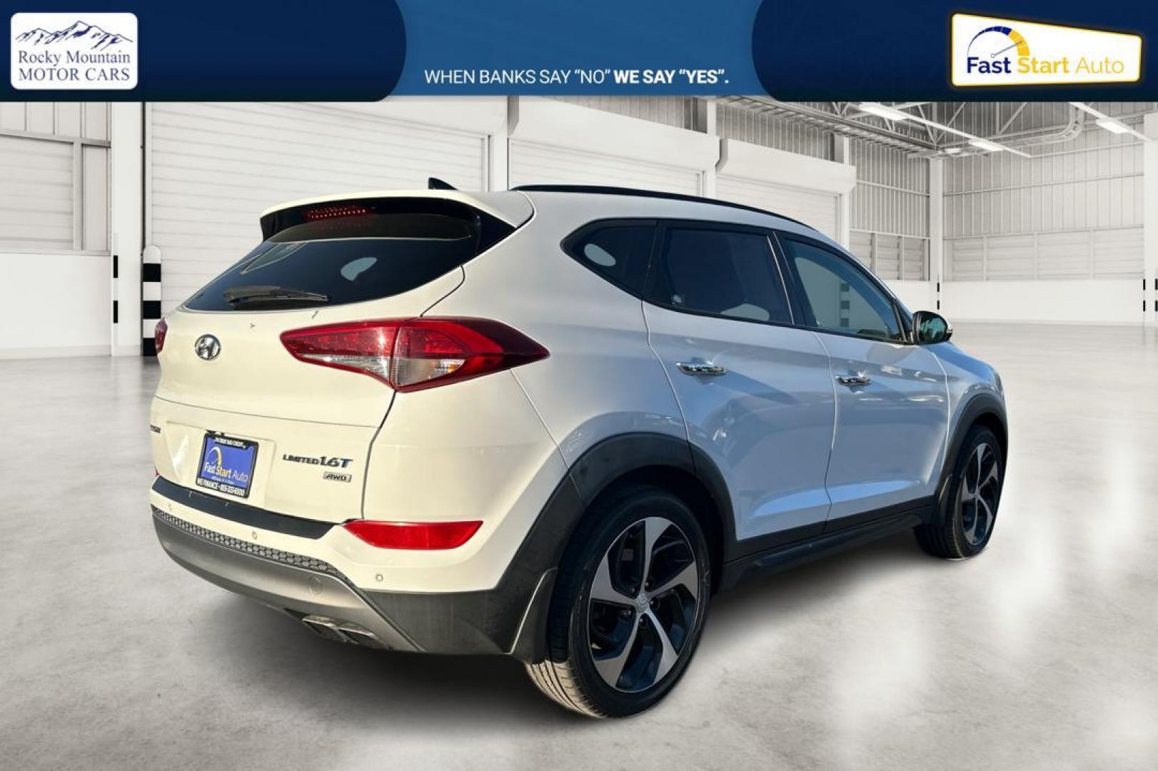 2016 White Hyundai Tucson Eco AWD (KM8J3CA29GU) with an 1.6L L4 DOHC 16V engine, 7A transmission, located at 7755 State Street, Midvale, UT, 84047, (801) 753-9063, 40.610329, -111.892159 - Photo#2